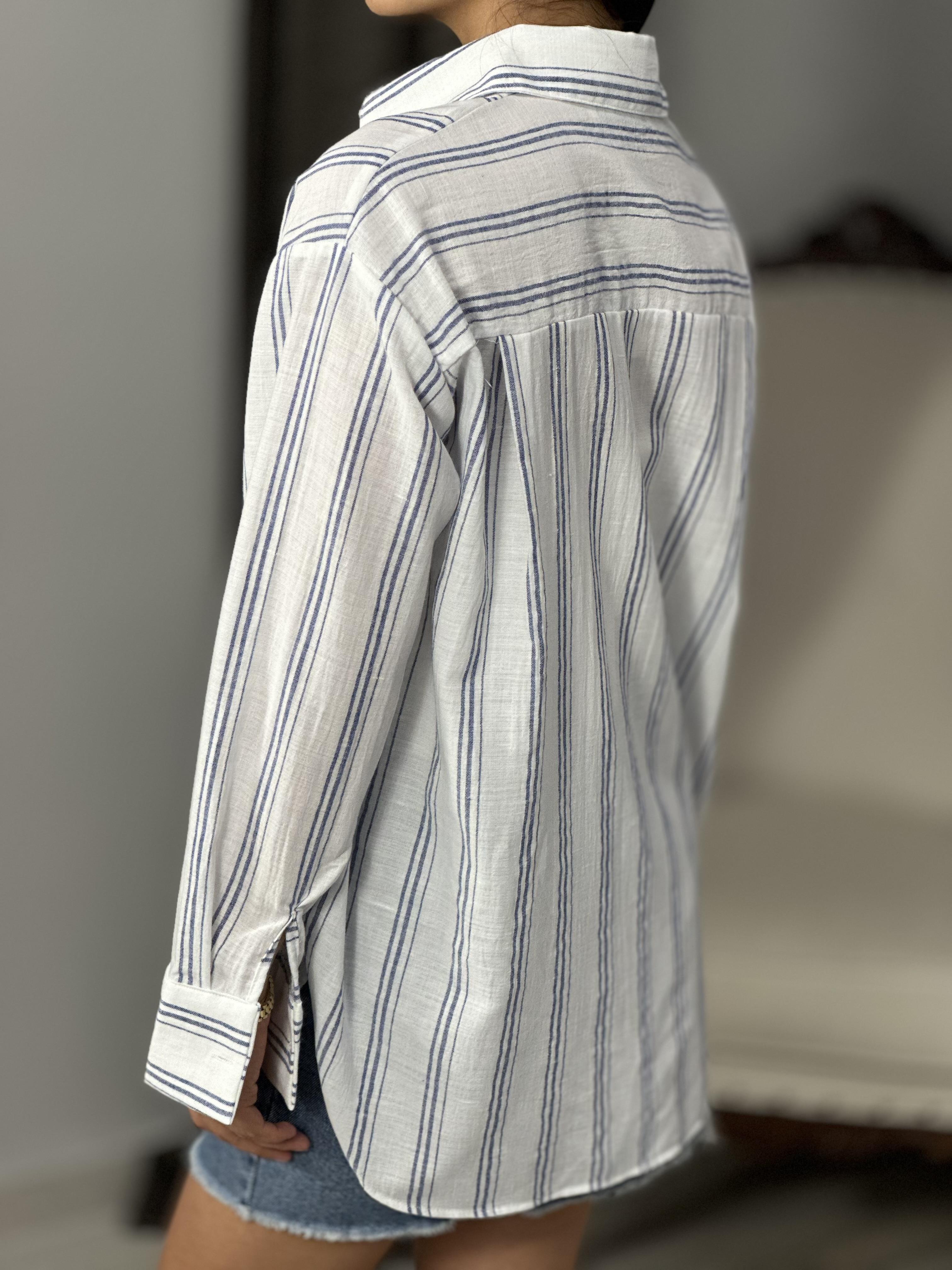 3005 CIZGILI KETEN GOMLEK