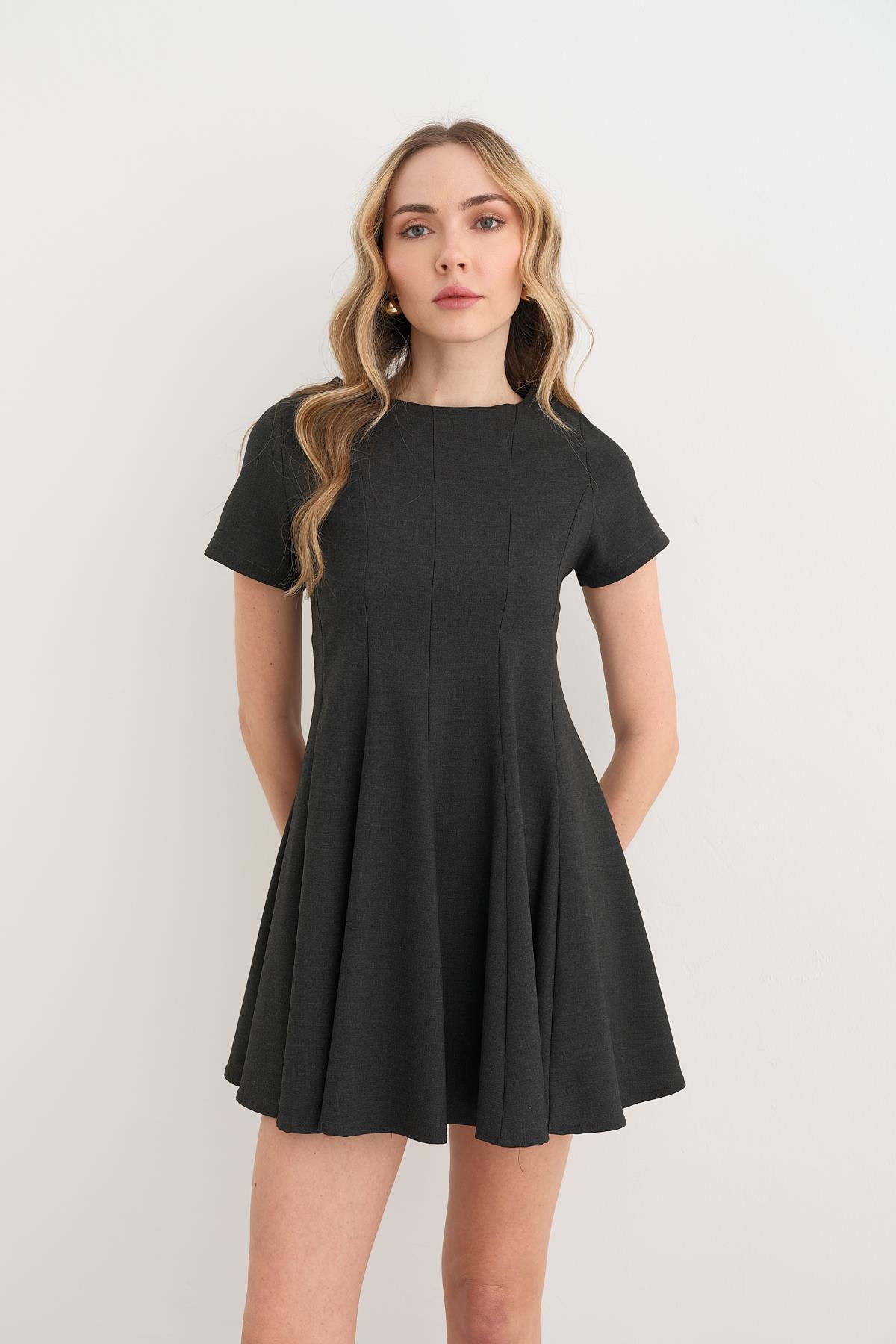 3045 PILELI MIDI ELBISE