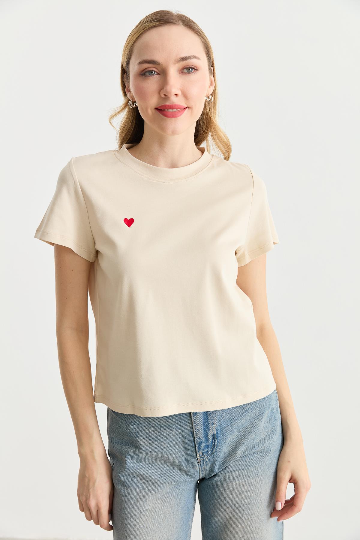 30584 BISIKLET YAKA PAMUKLU TSHIRT