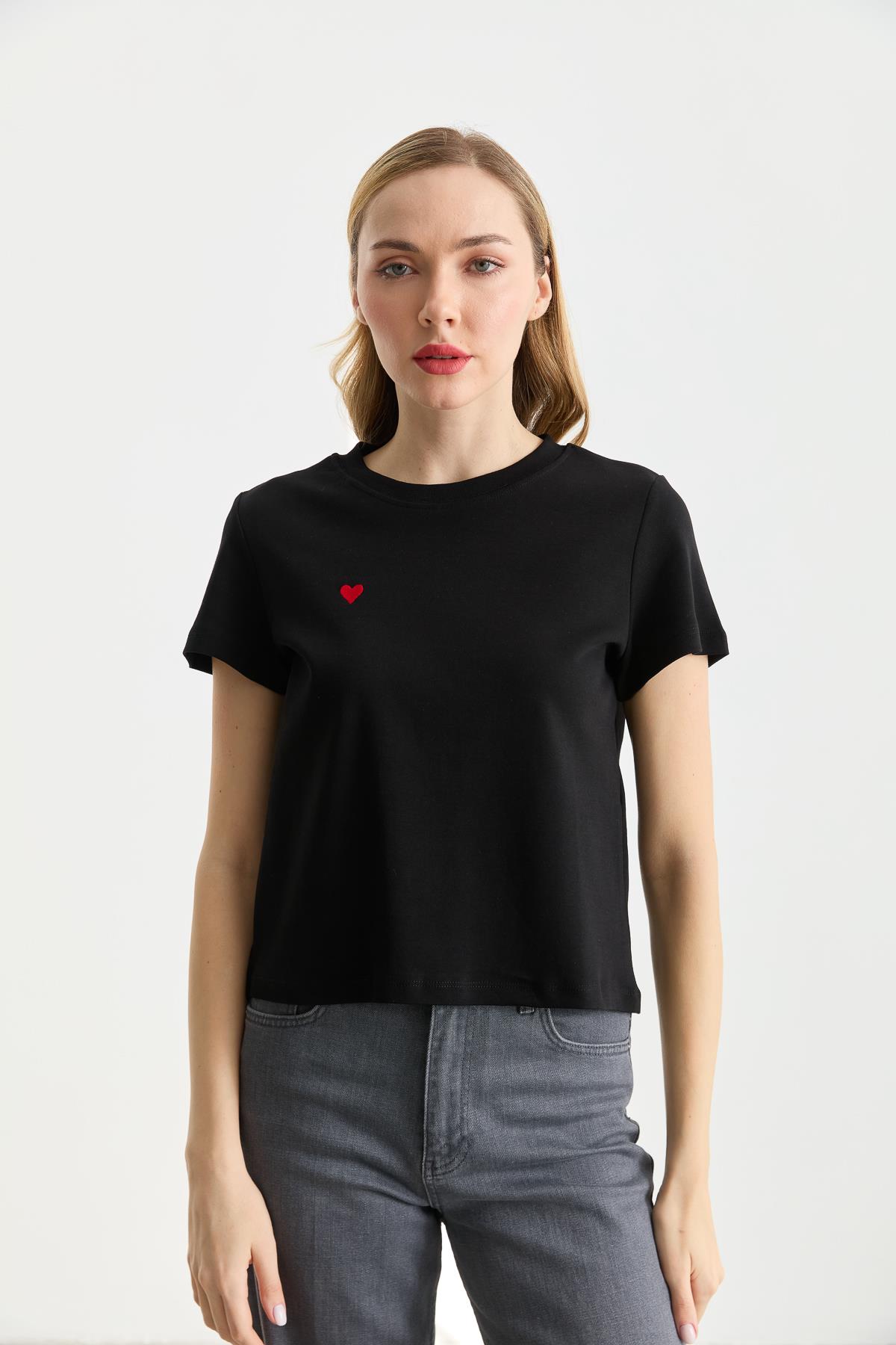 30584 BISIKLET YAKA PAMUKLU TSHIRT