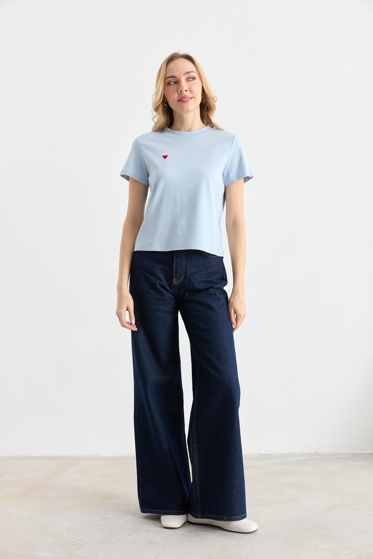30584 BISIKLET YAKA PAMUKLU TSHIRT
