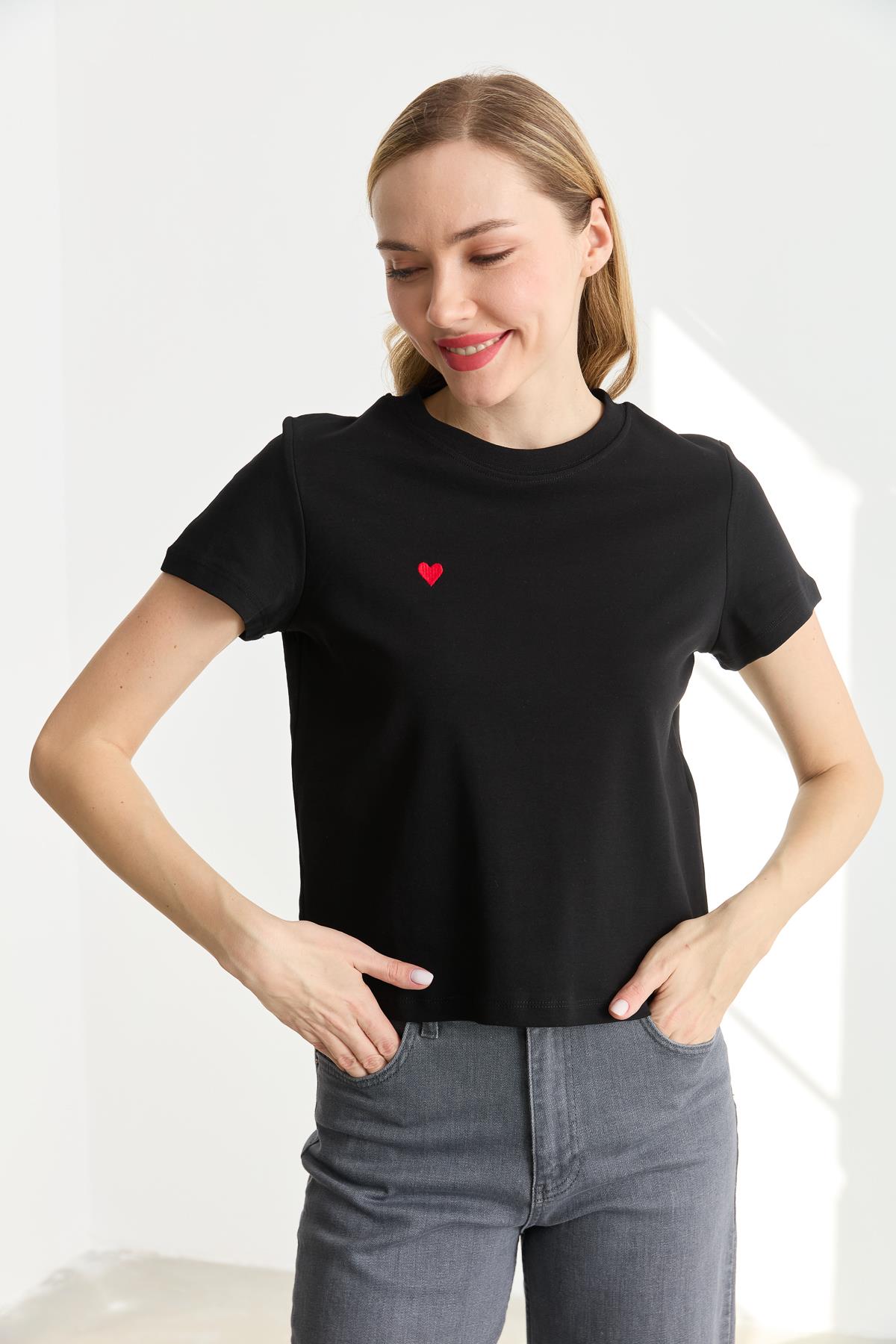 30584 BISIKLET YAKA PAMUKLU TSHIRT