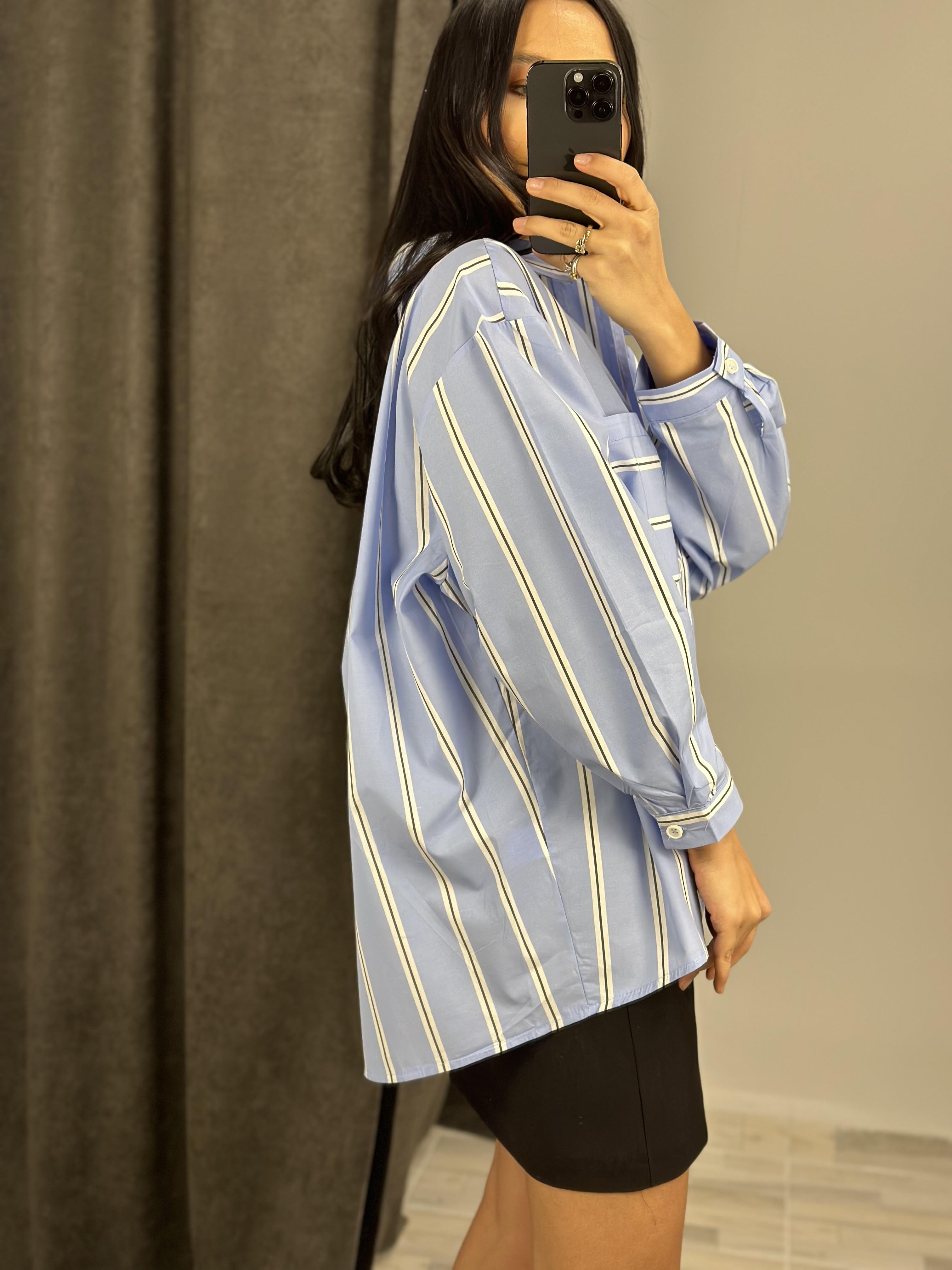 3067 CIZGILI OVERSIZE GOMLEK