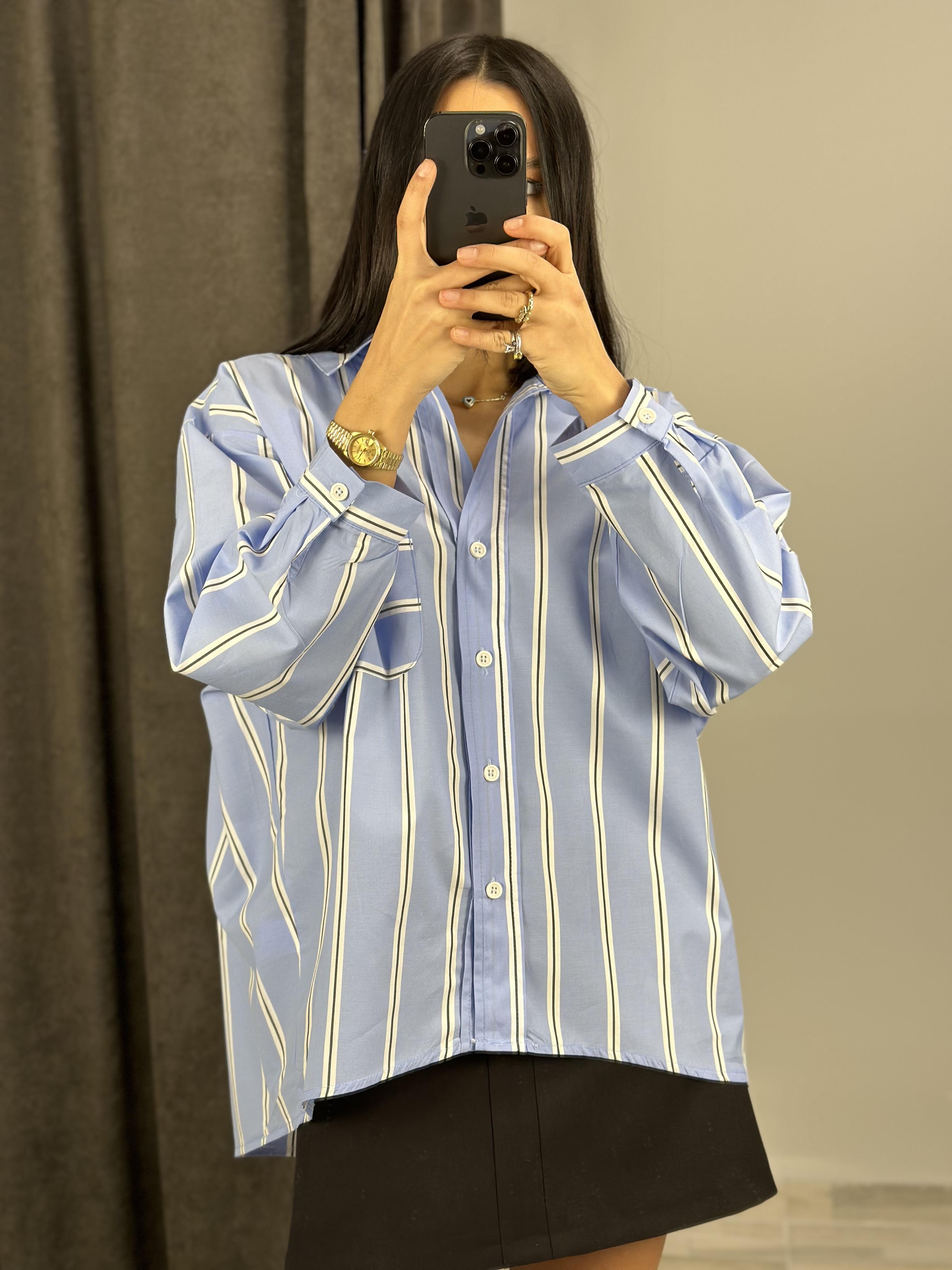 3067 CIZGILI OVERSIZE GOMLEK