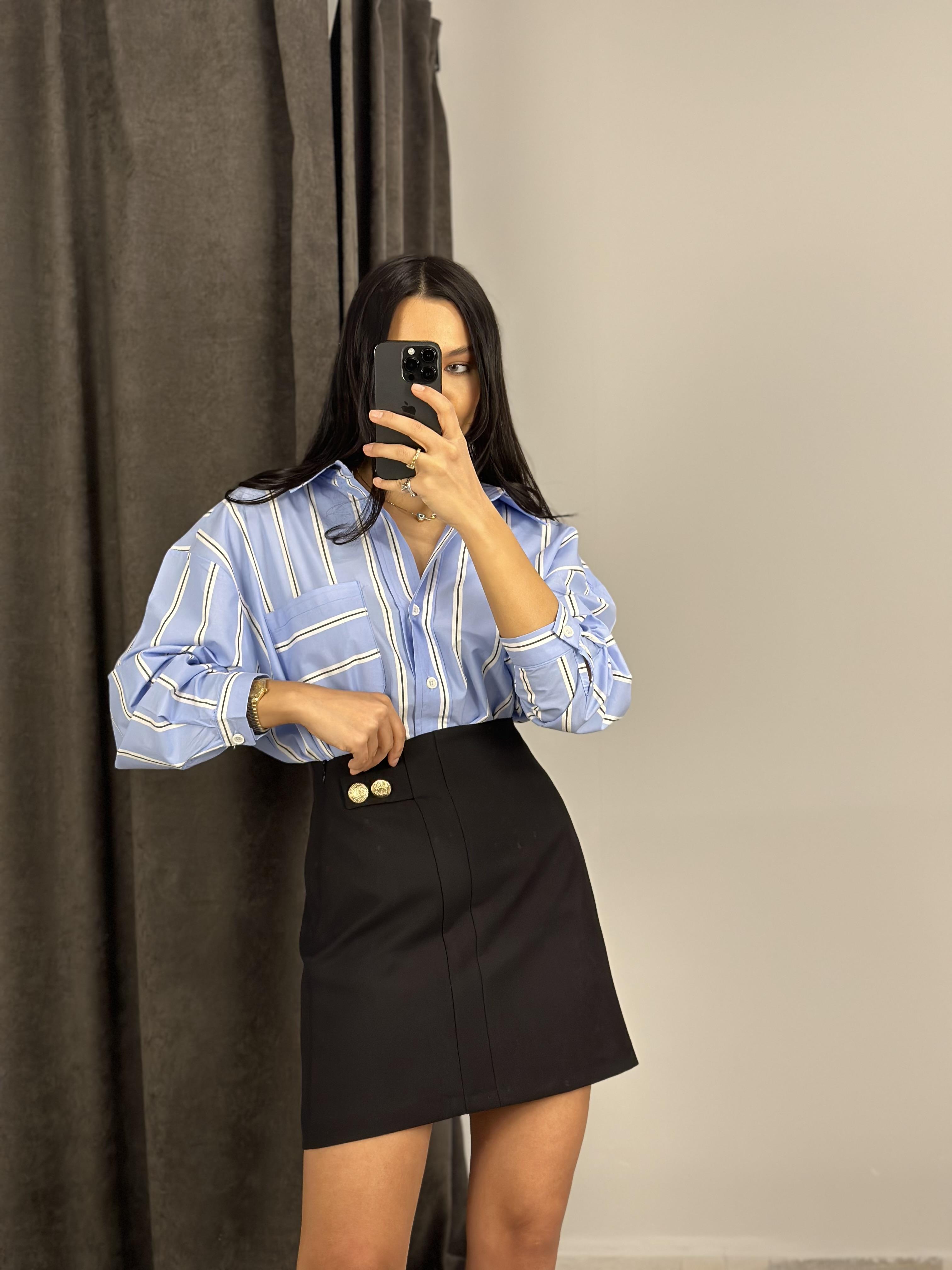 3067 CIZGILI OVERSIZE GOMLEK