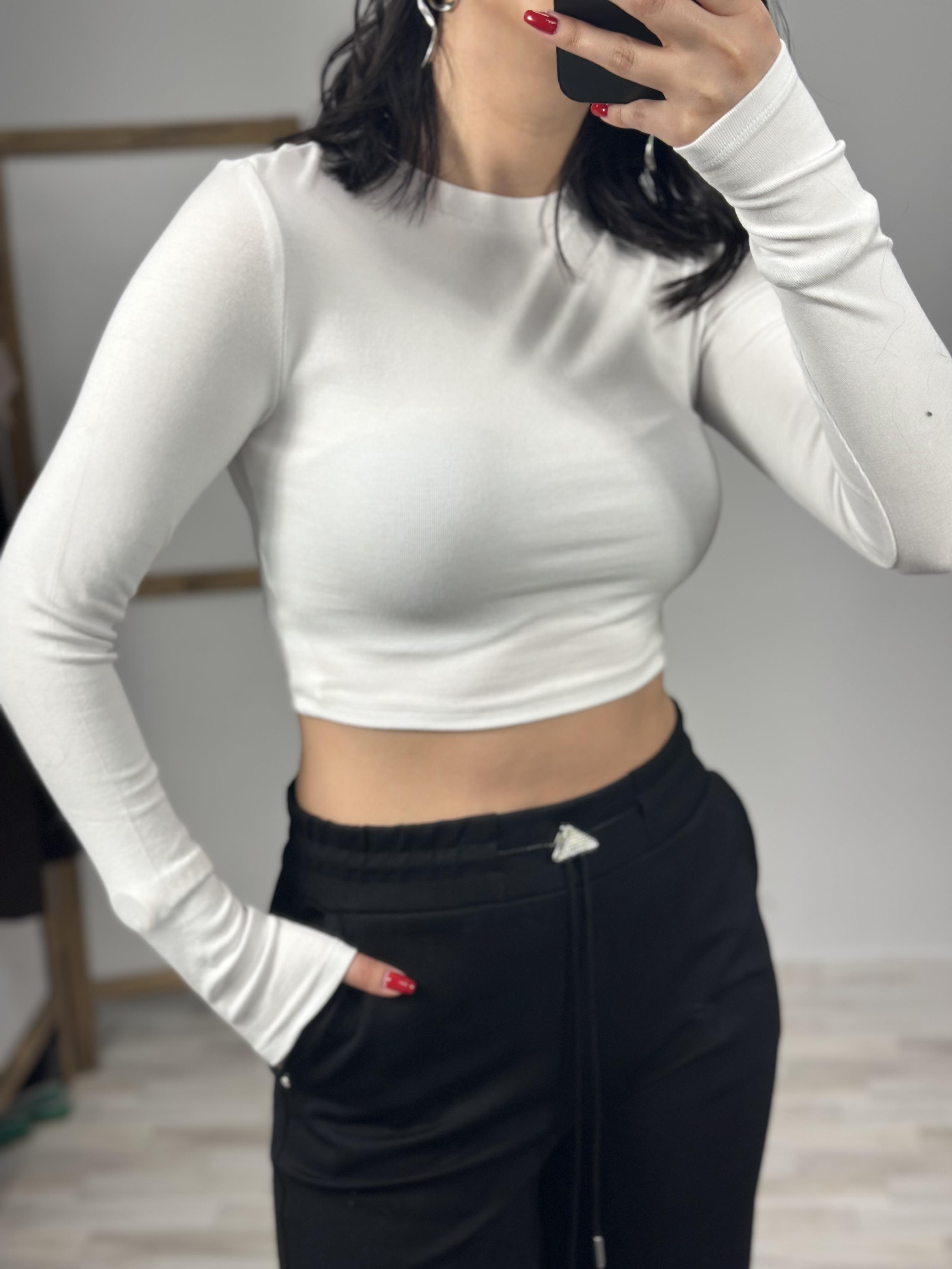 31236 UZUN KOLLU CROP TOP