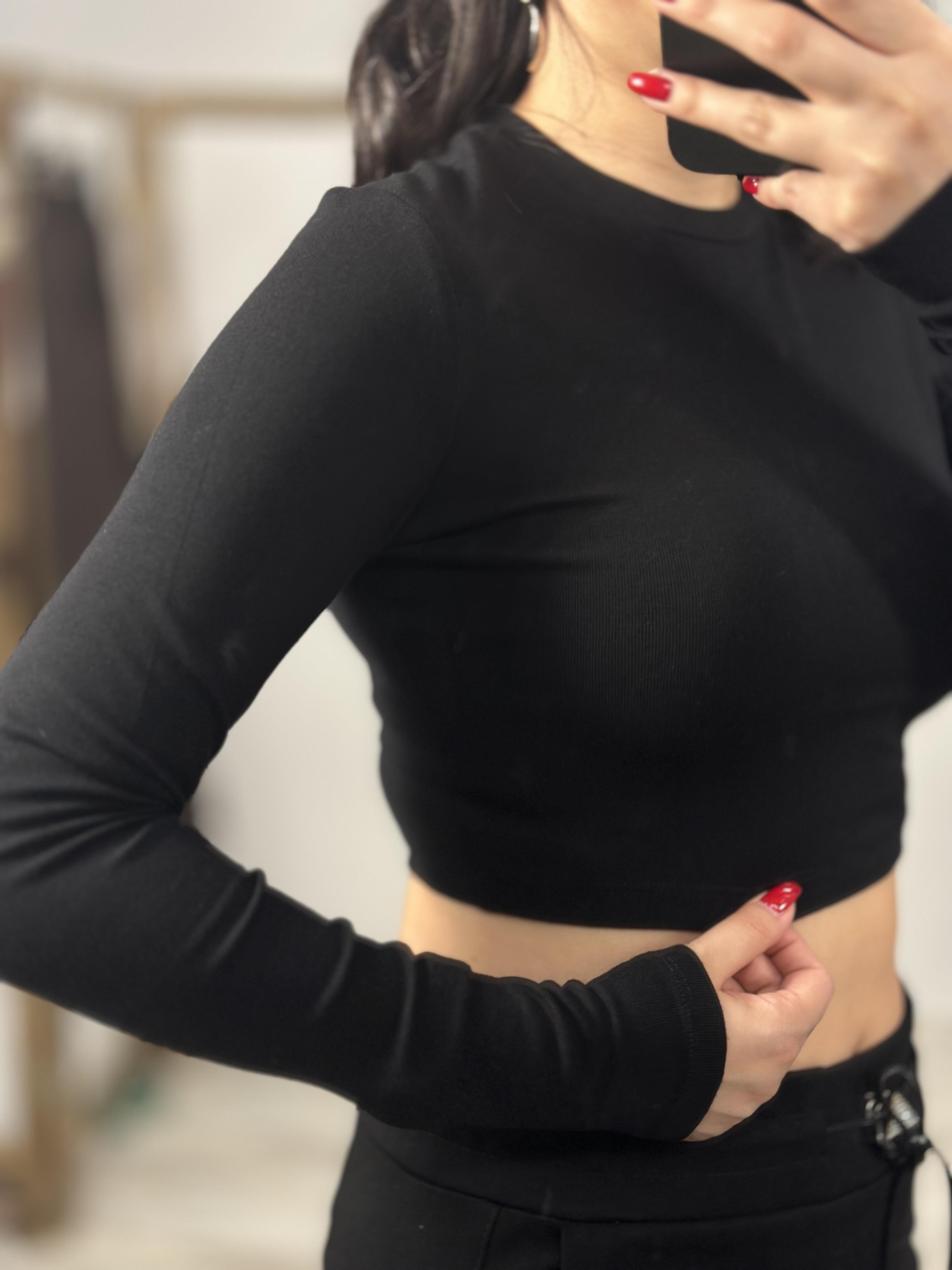 31236 UZUN KOLLU CROP TOP
