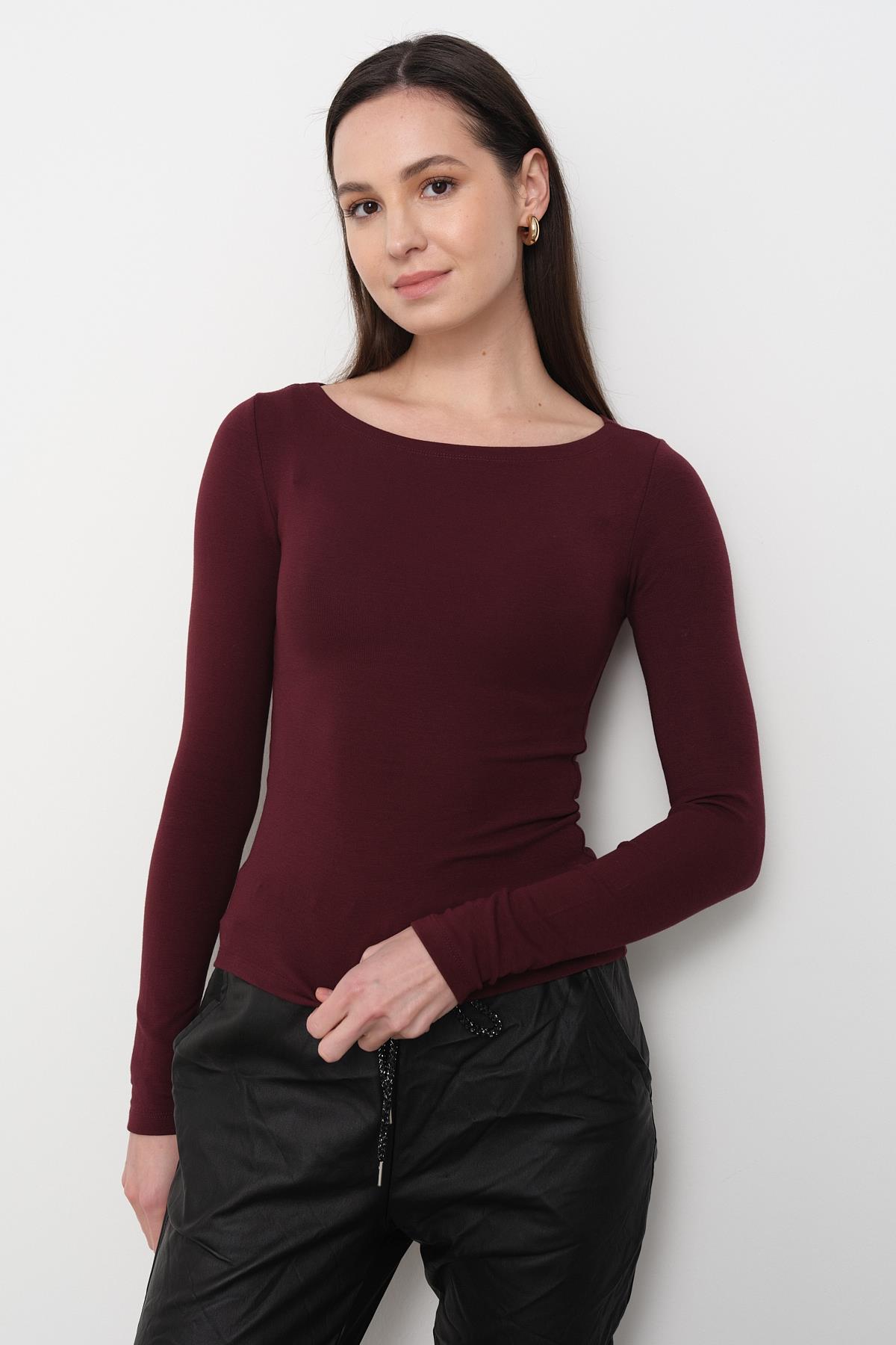 31332 KAYIK YAKA UZUN KOLLU TOP