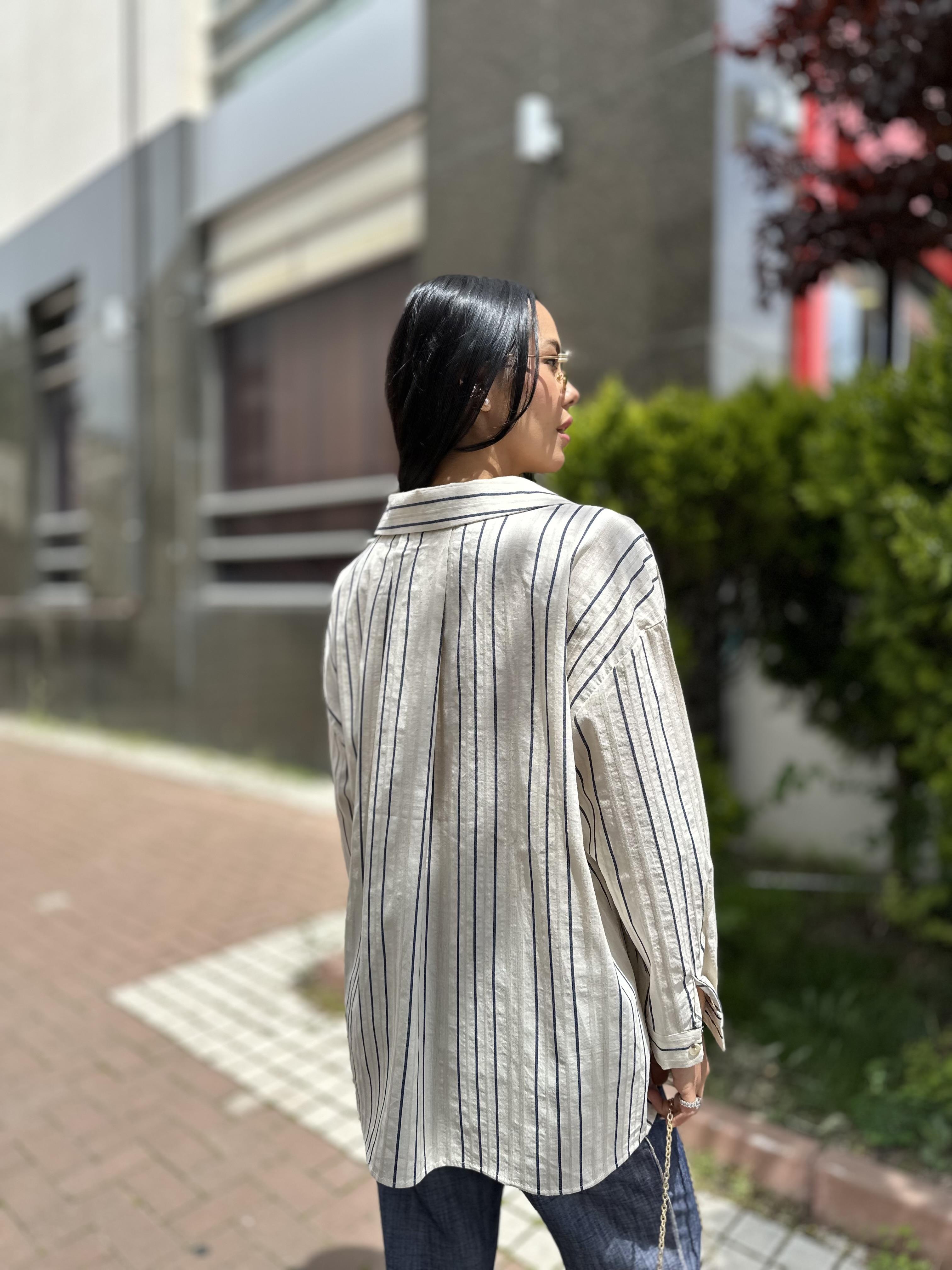 3141 CIZGILI ACIK YAKA KETEN GOMLEK