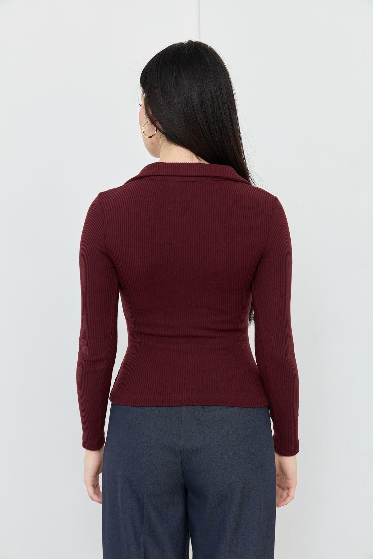 31436 POLO YAKA DUGME DETAYLI TOP