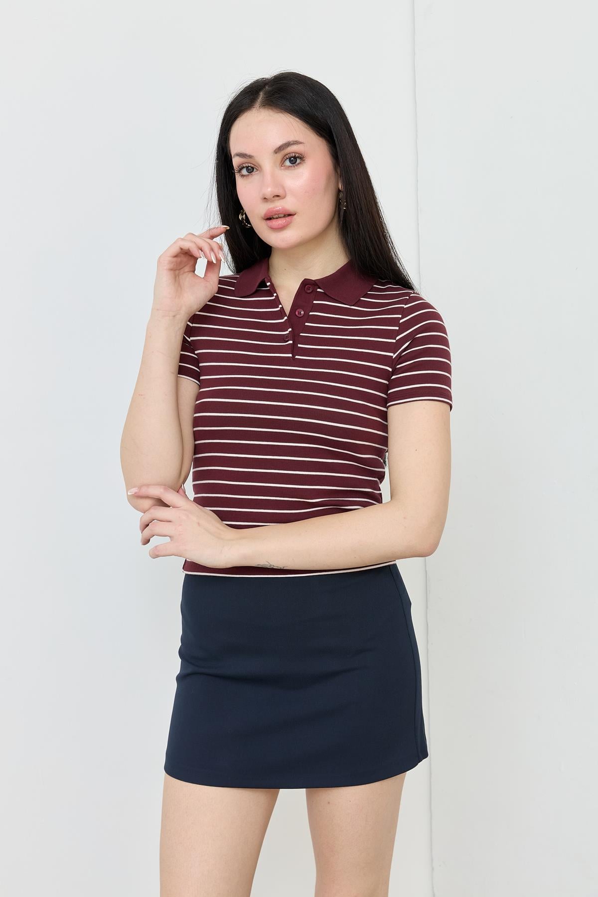 31464 CIZGILI POLO YAKA TSHIRT