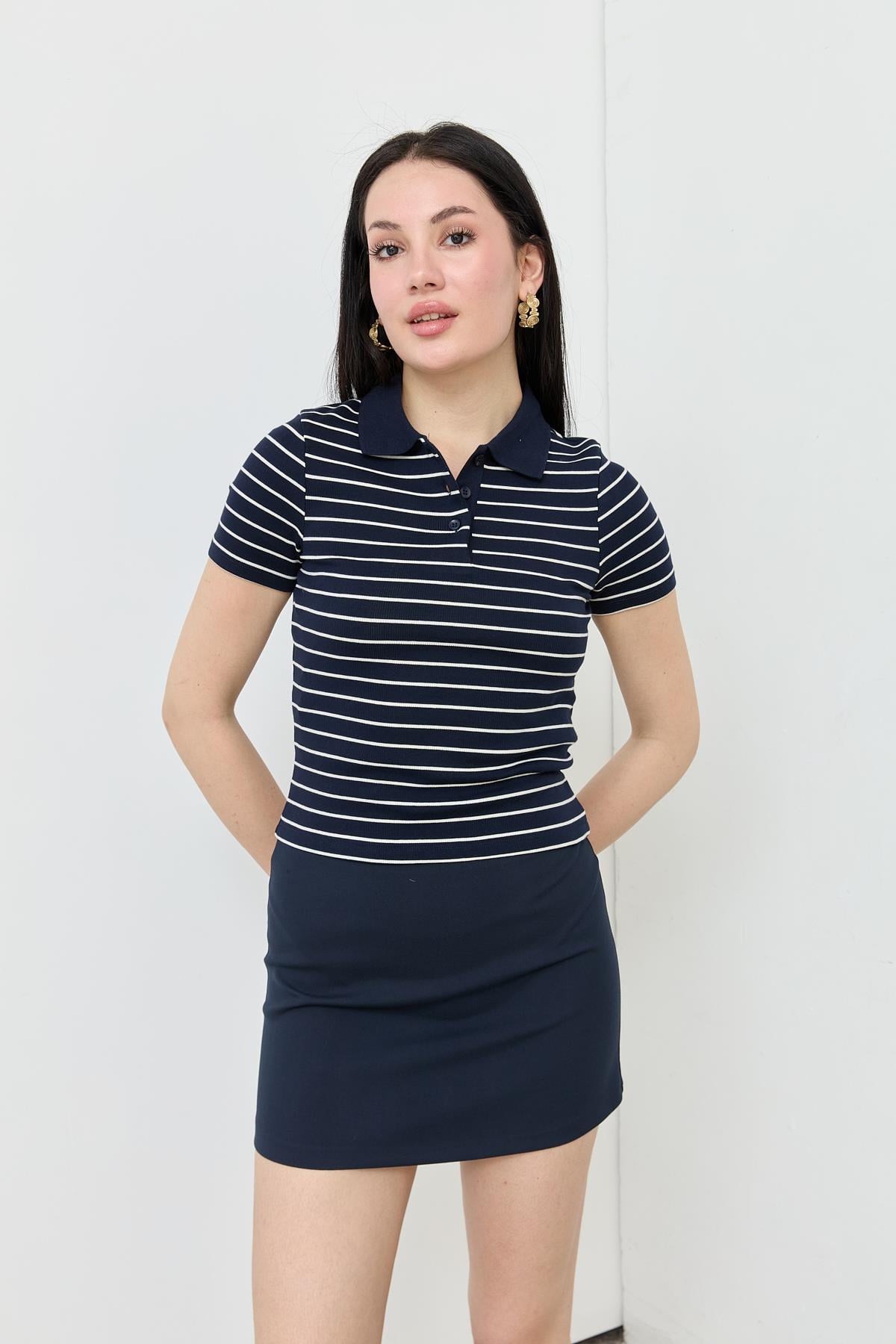 31464 CIZGILI POLO YAKA TSHIRT