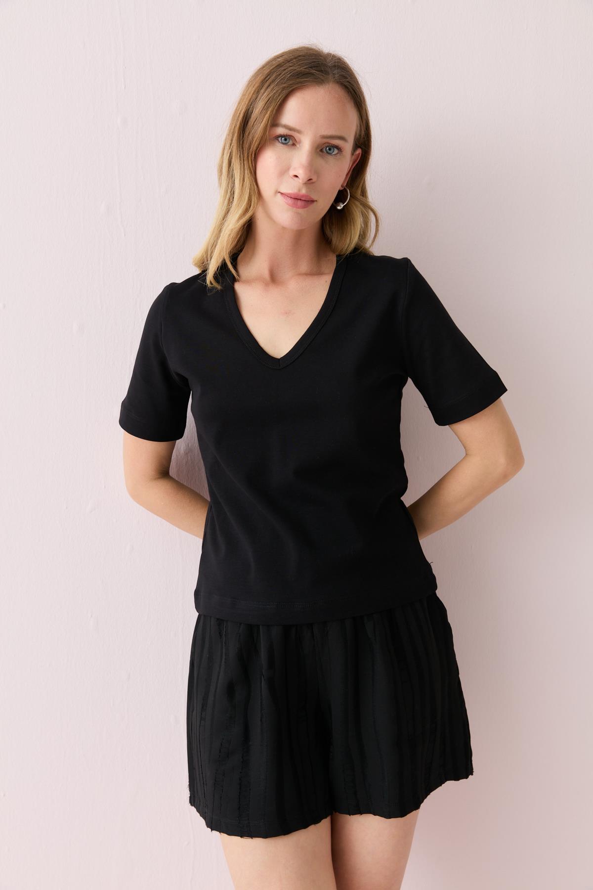 31840 V YAKA KISA KOLLU TSHIRT
