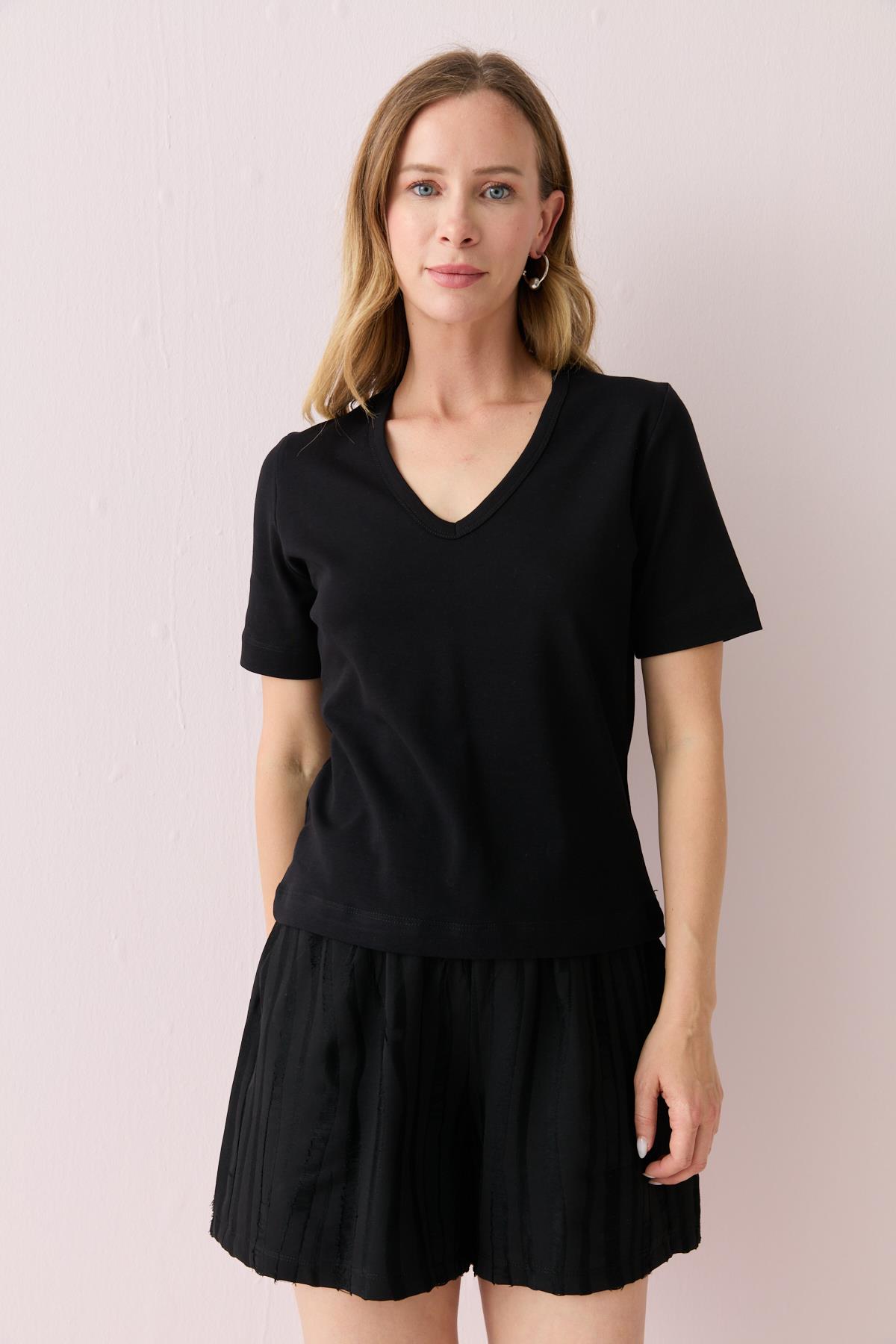 31840 V YAKA KISA KOLLU TSHIRT