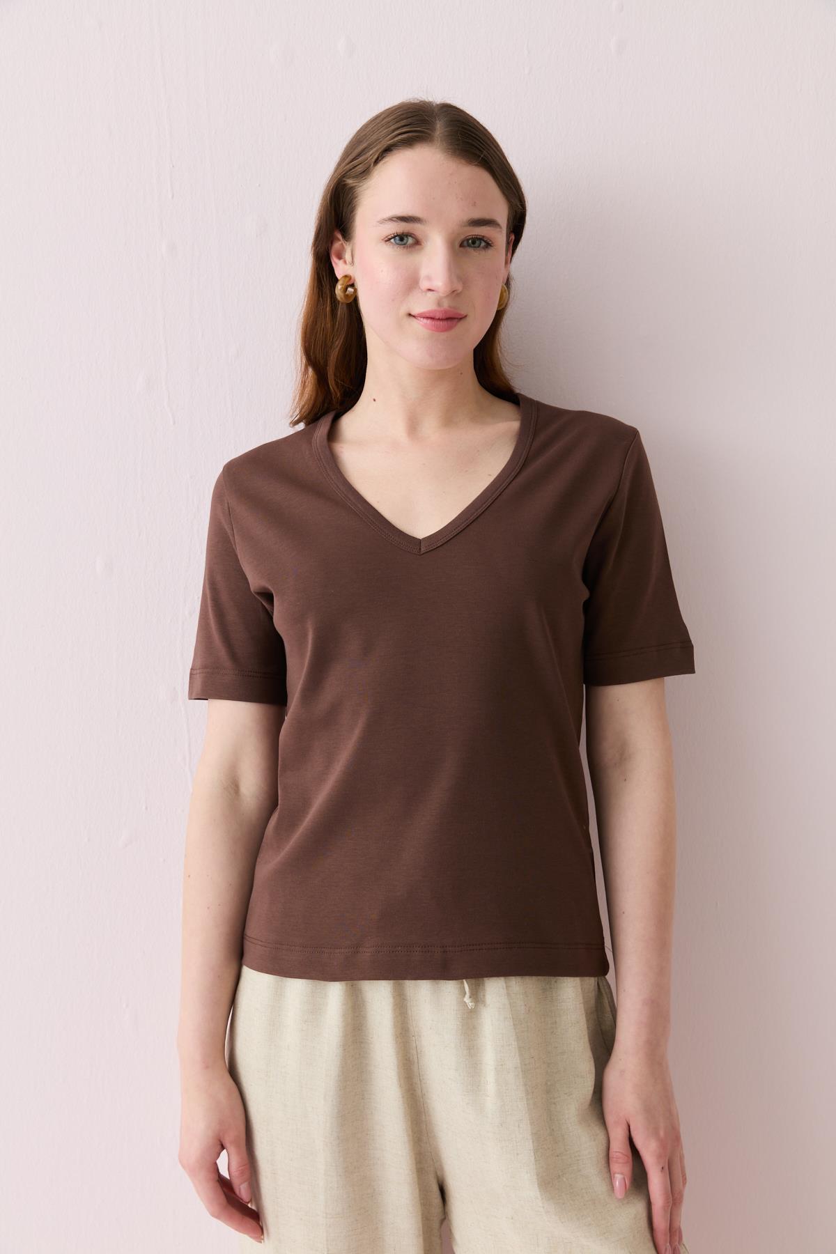 31840 V YAKA KISA KOLLU TSHIRT