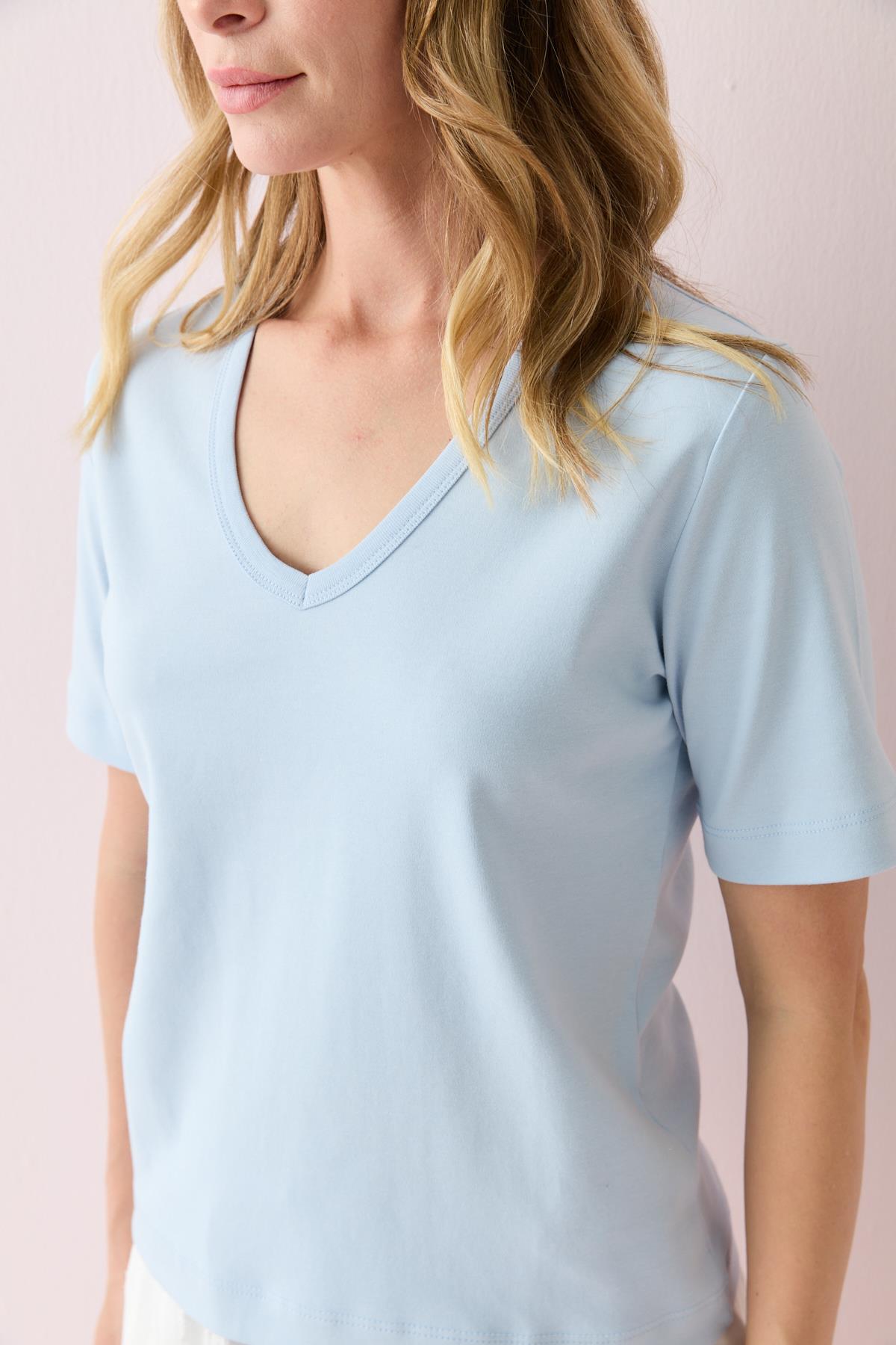 31840 V YAKA KISA KOLLU TSHIRT