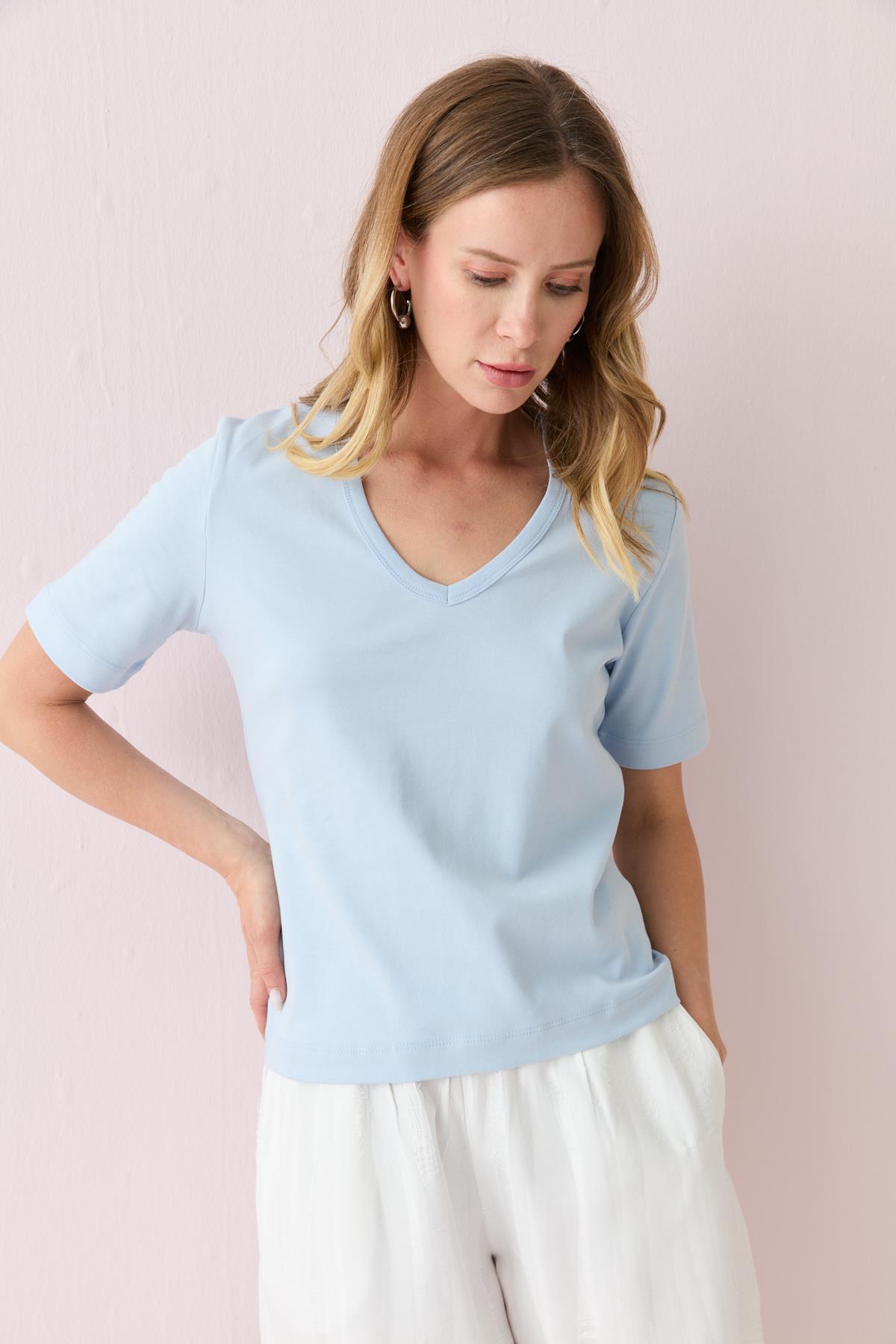 31840 V YAKA KISA KOLLU TSHIRT