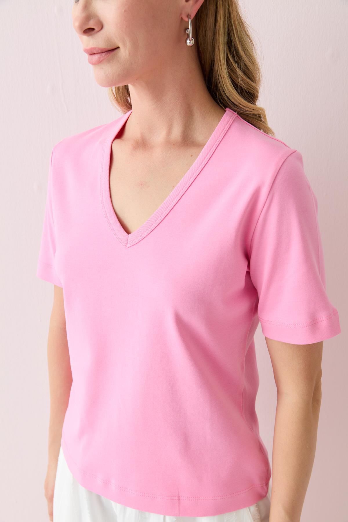 31840 V YAKA KISA KOLLU TSHIRT