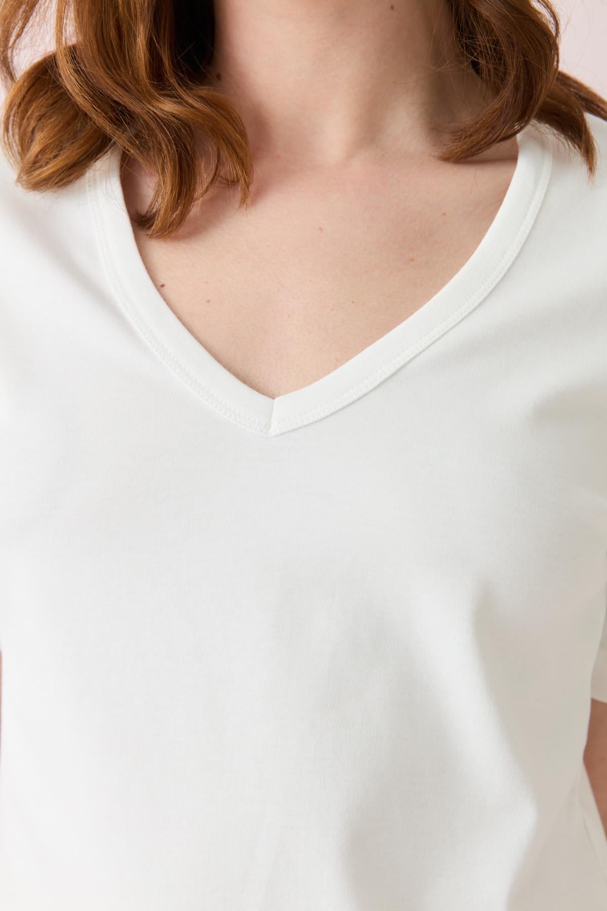 31840 V YAKA KISA KOLLU TSHIRT