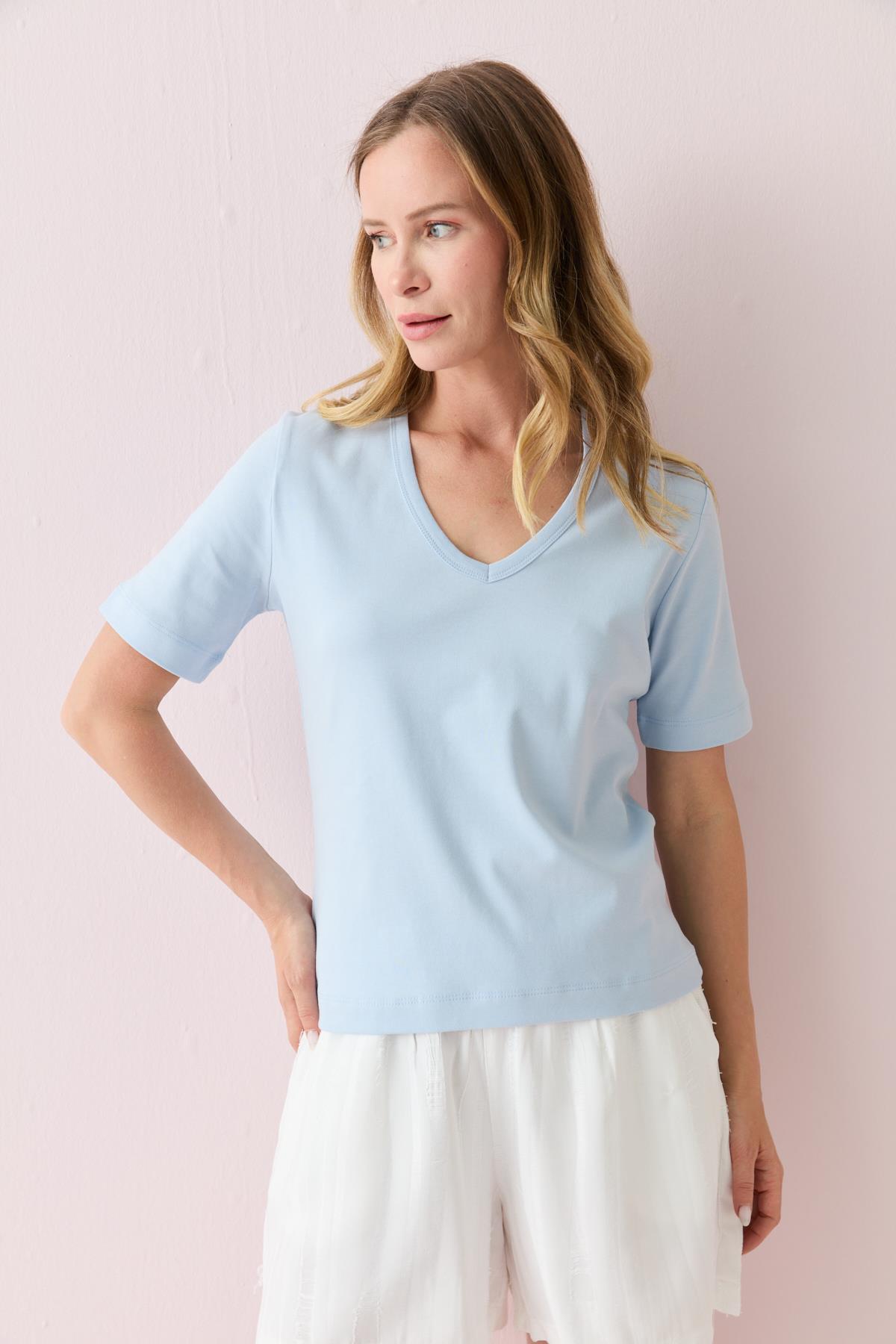 31840 V YAKA KISA KOLLU TSHIRT