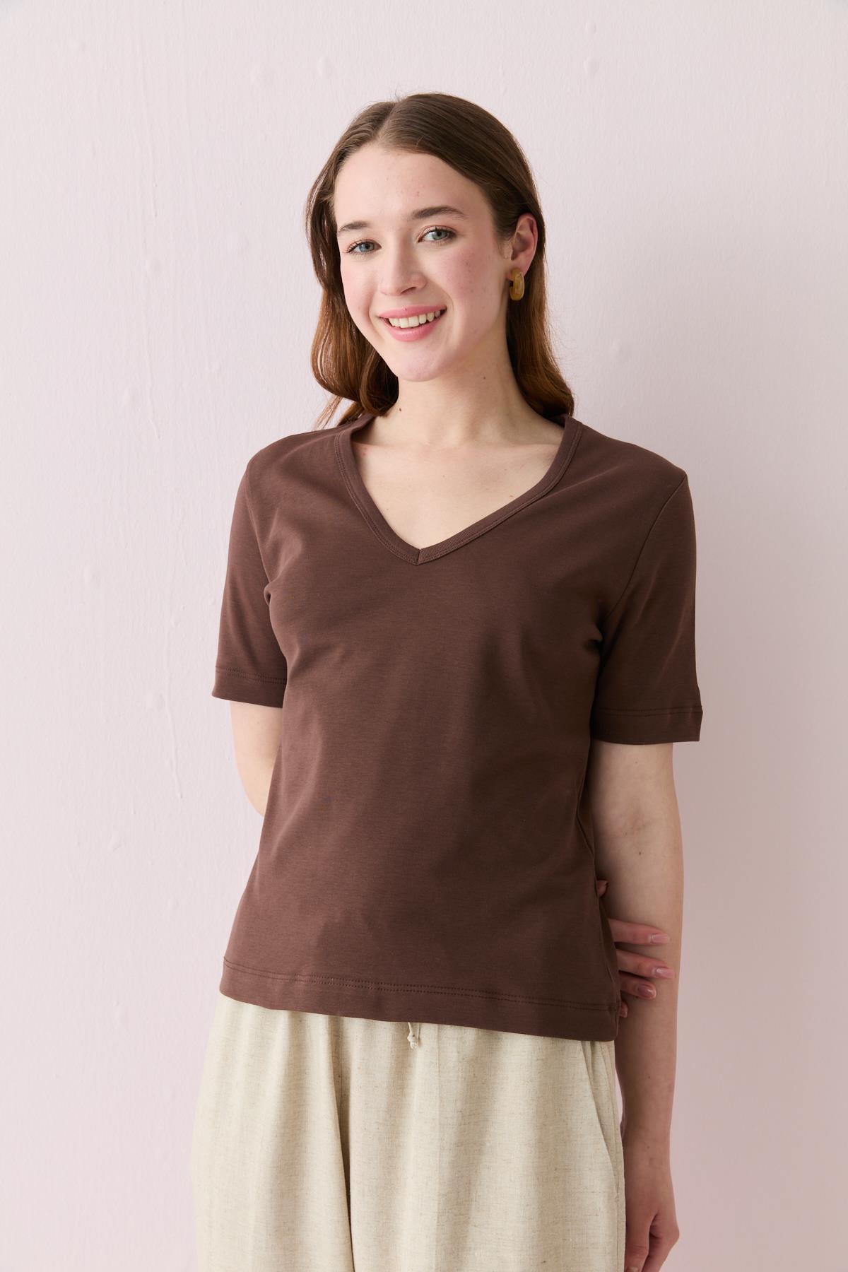 31840 V YAKA KISA KOLLU TSHIRT