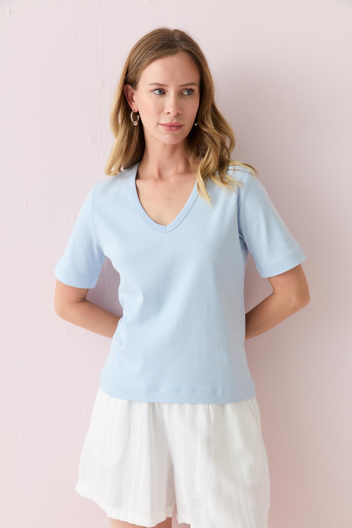 31840 V YAKA KISA KOLLU TSHIRT
