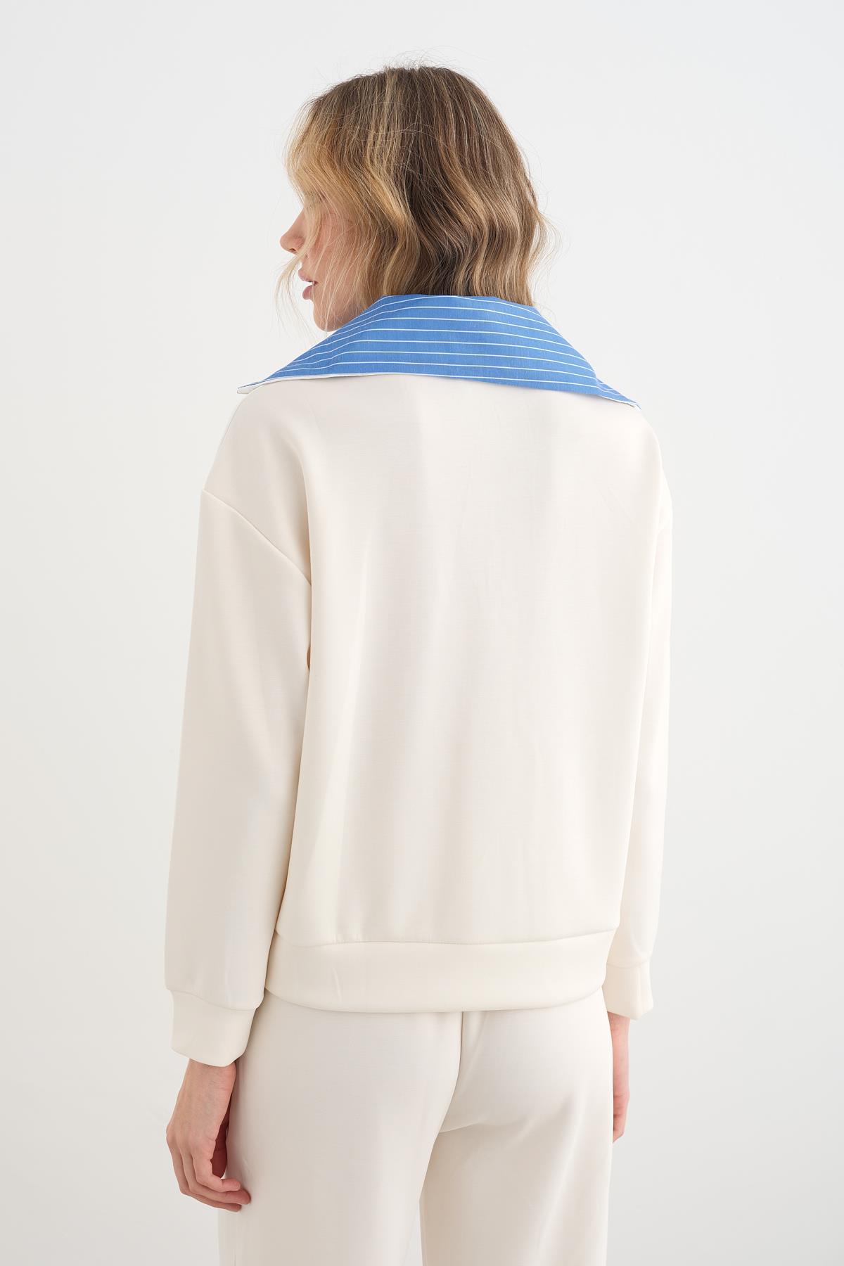 35975 POPLIN YAKALI FERMUARLI SWEAT