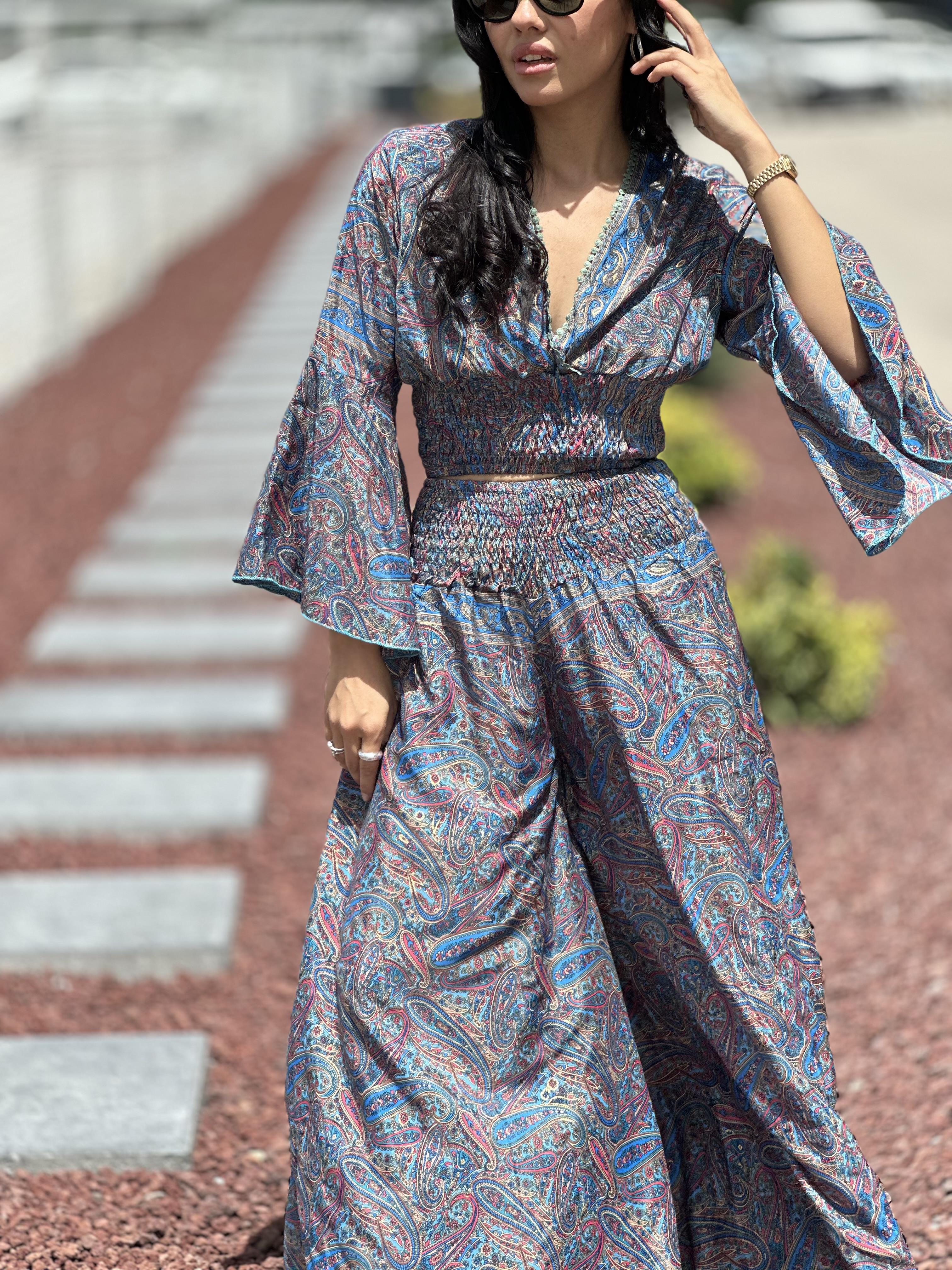37203 DESENLI BLUZ PANTOLON TAKIM