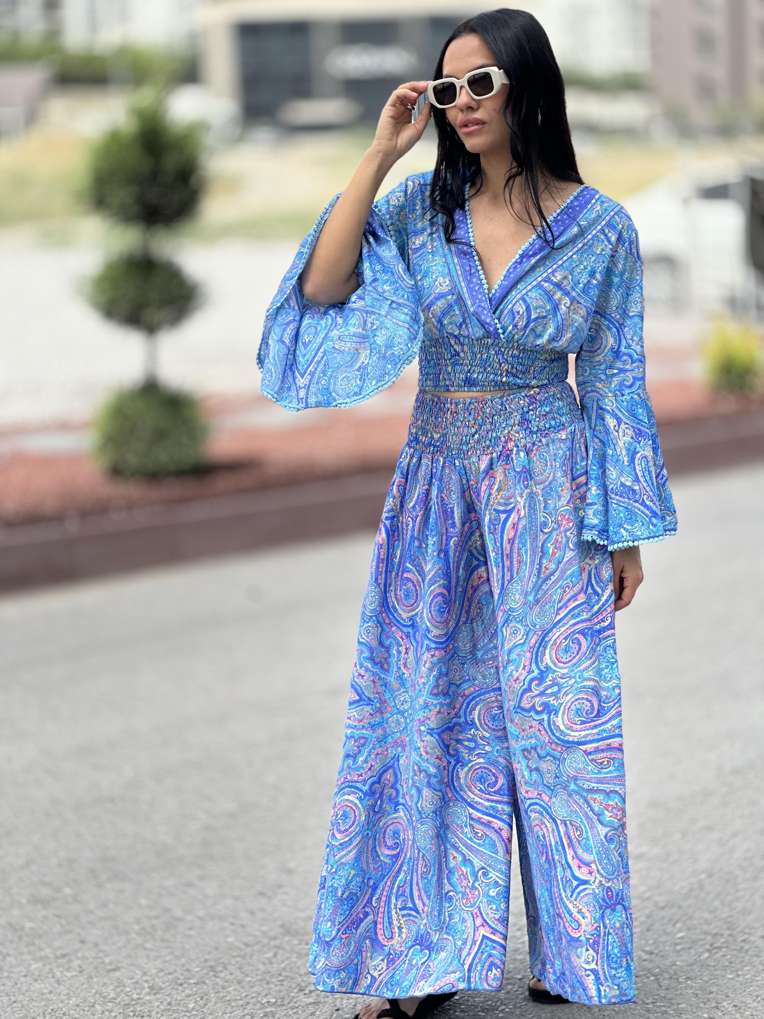 37434 DESENLI BLUZ PANTOLON TAKIM
