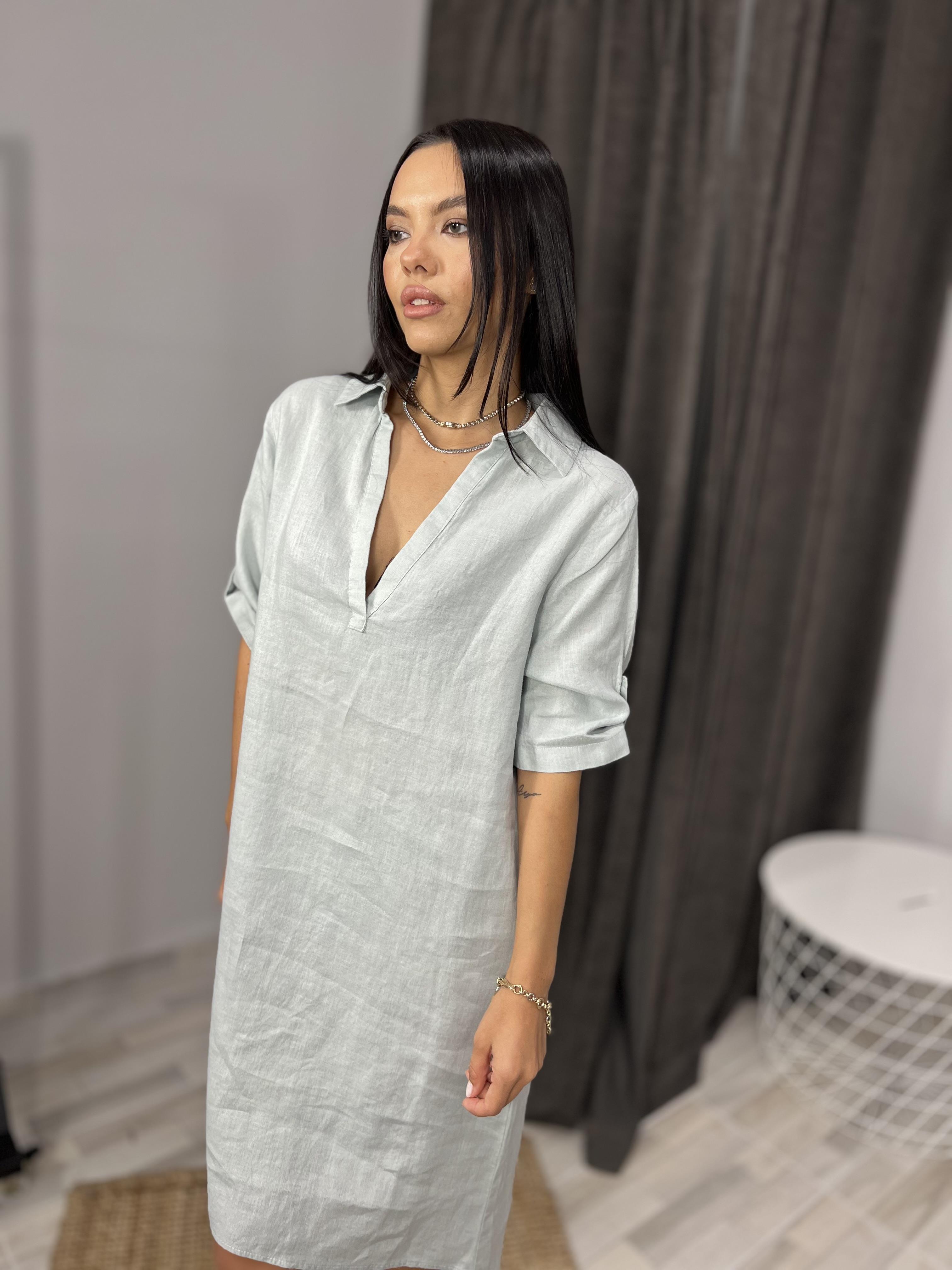 4316 GOMLEK YAKA ELBISE