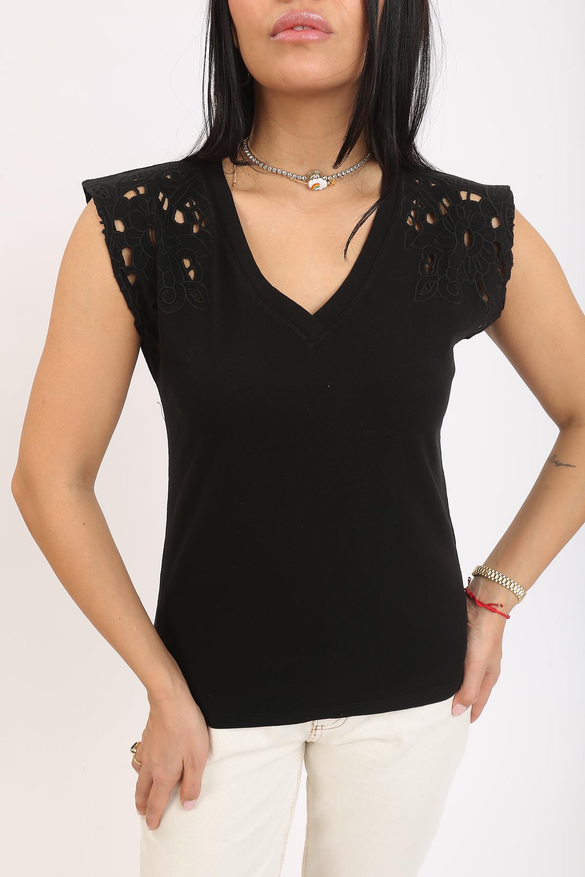 4709 KOLU NAKISLI TSHIRT