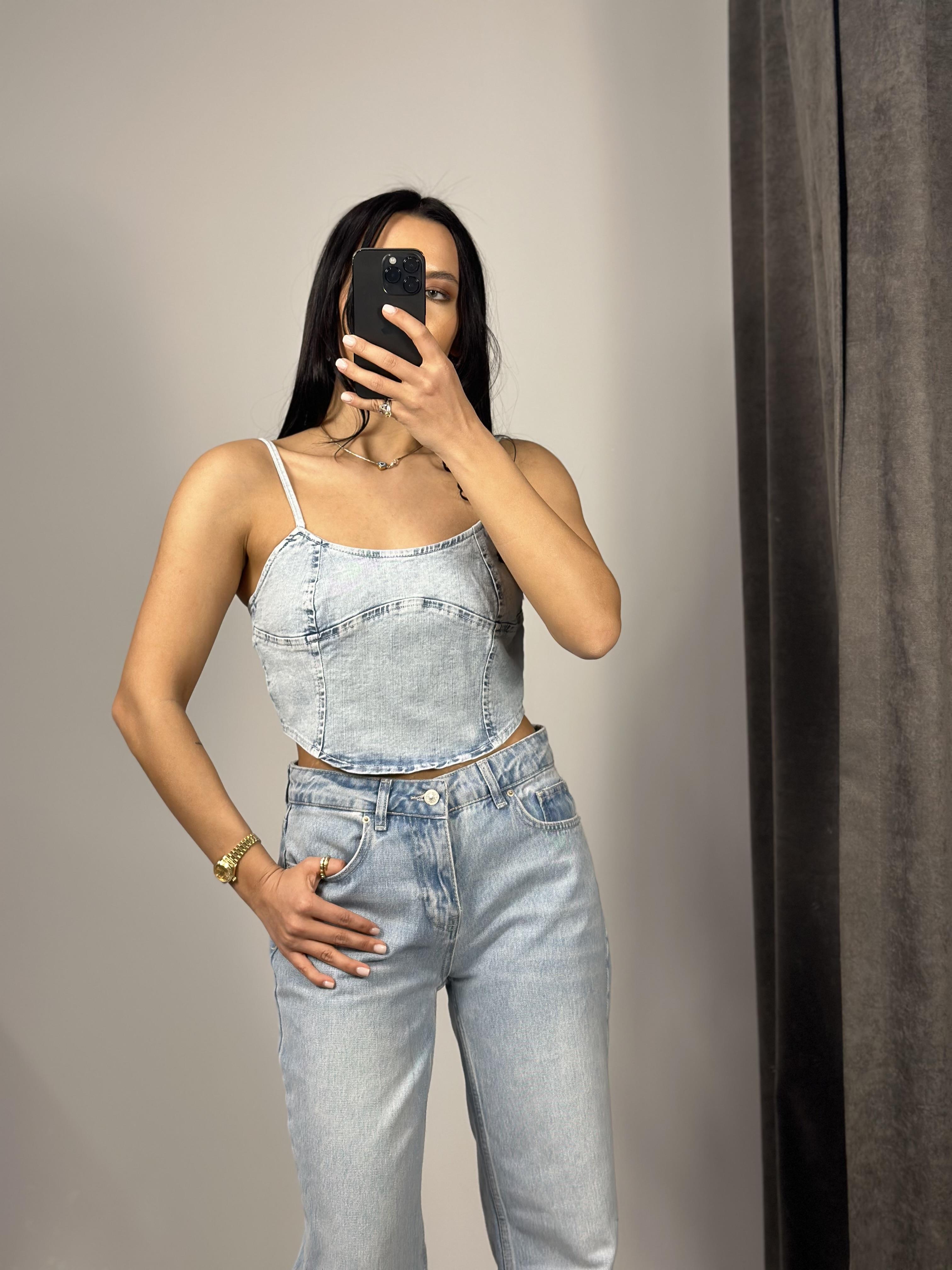 50713 KAR YIKAMA DENIM TOP