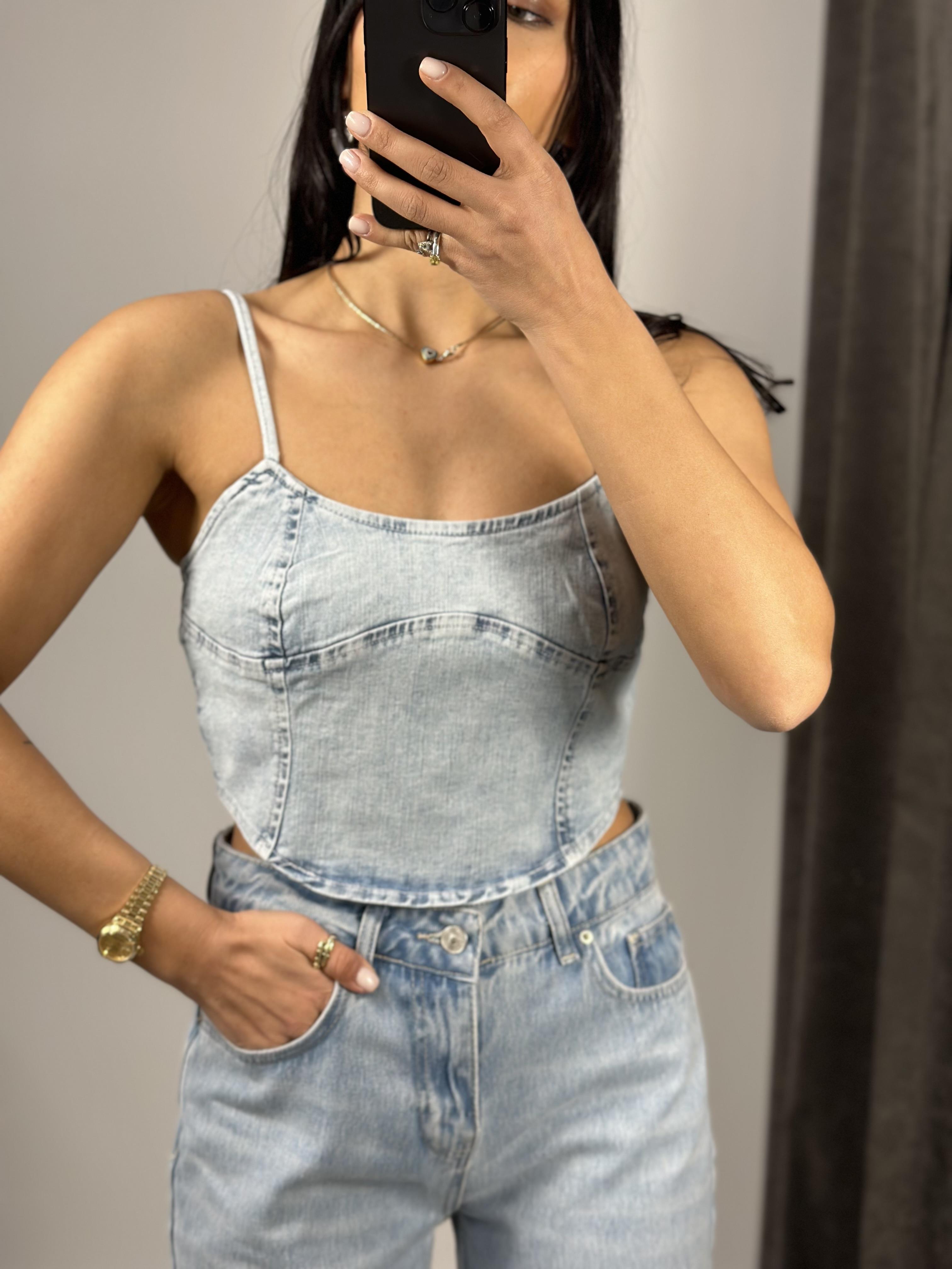 50713 KAR YIKAMA DENIM TOP