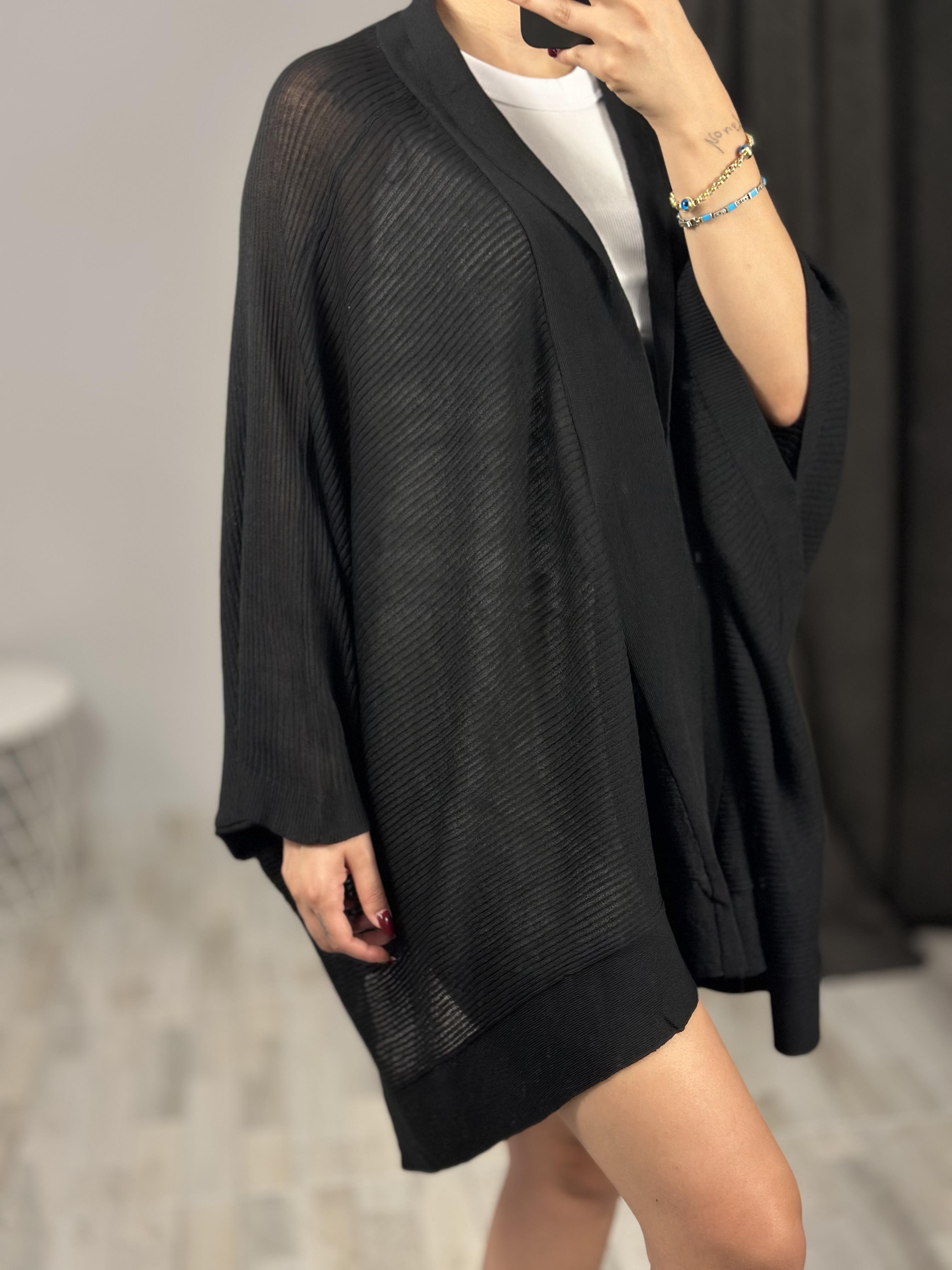 60232 KIMONO KOL INCE DOKULU ASIMETRIK TRIKO HIRKA