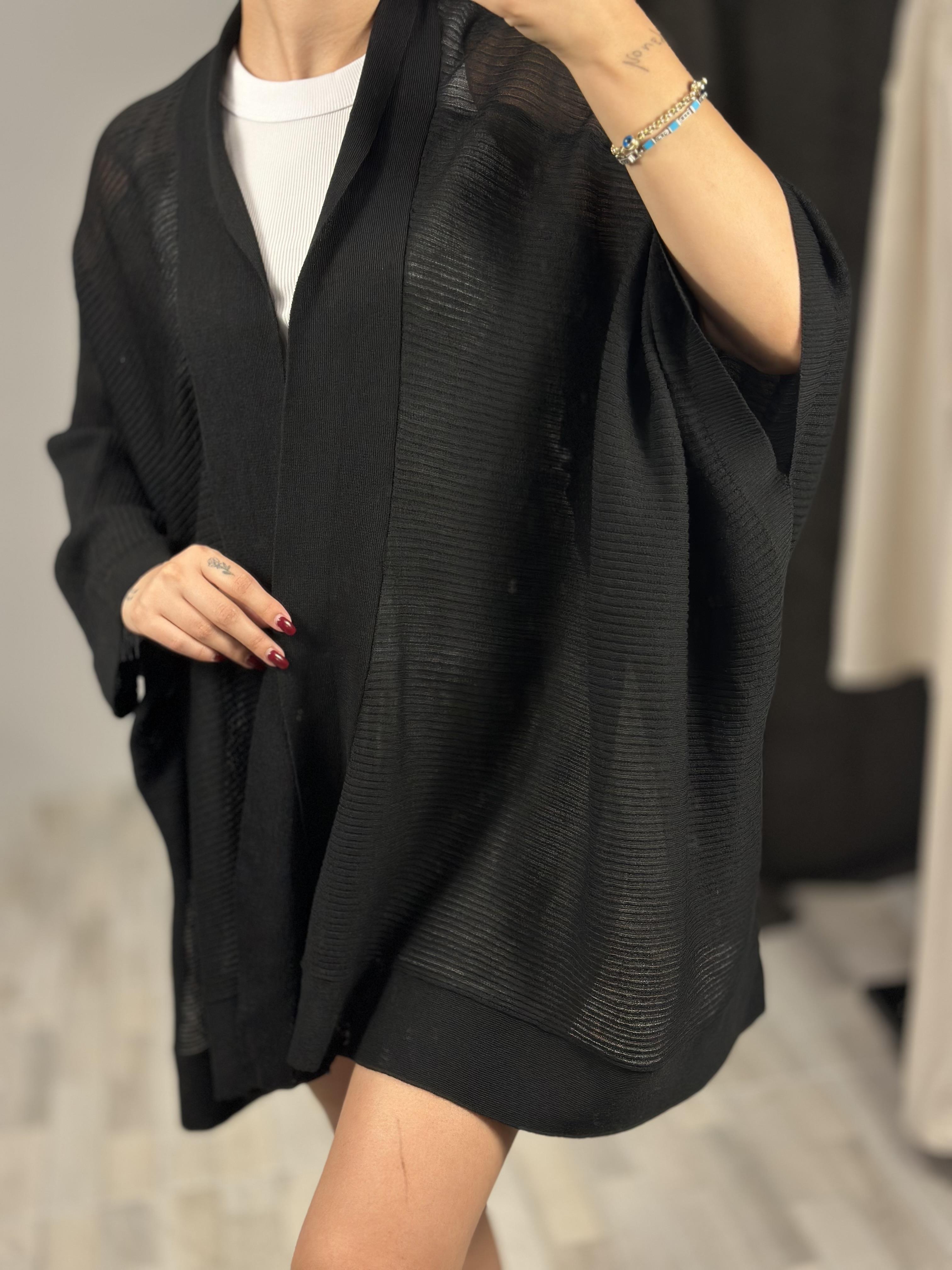 60232 KIMONO KOL INCE DOKULU ASIMETRIK TRIKO HIRKA