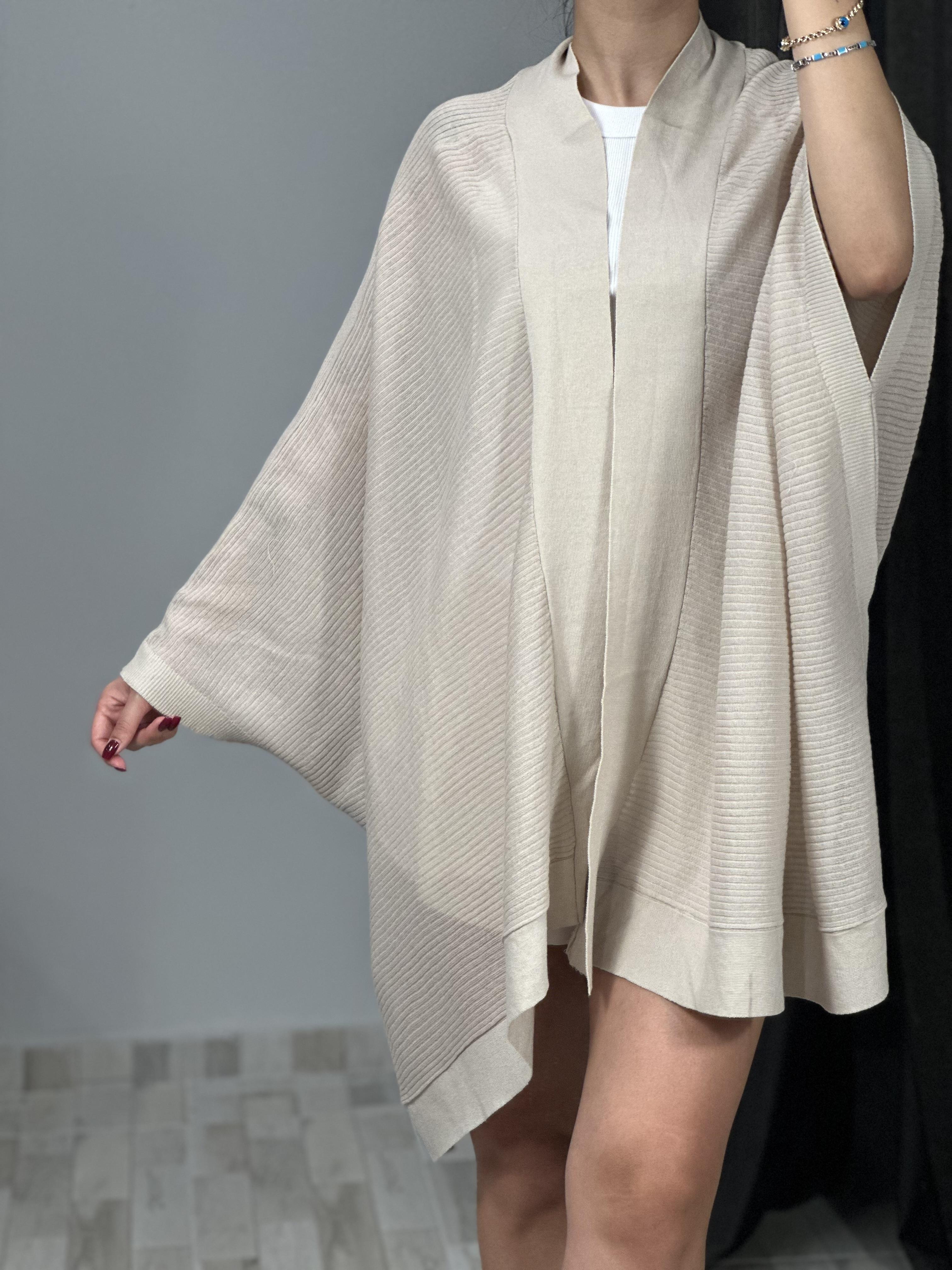 60232 KIMONO KOL INCE DOKULU ASIMETRIK TRIKO HIRKA