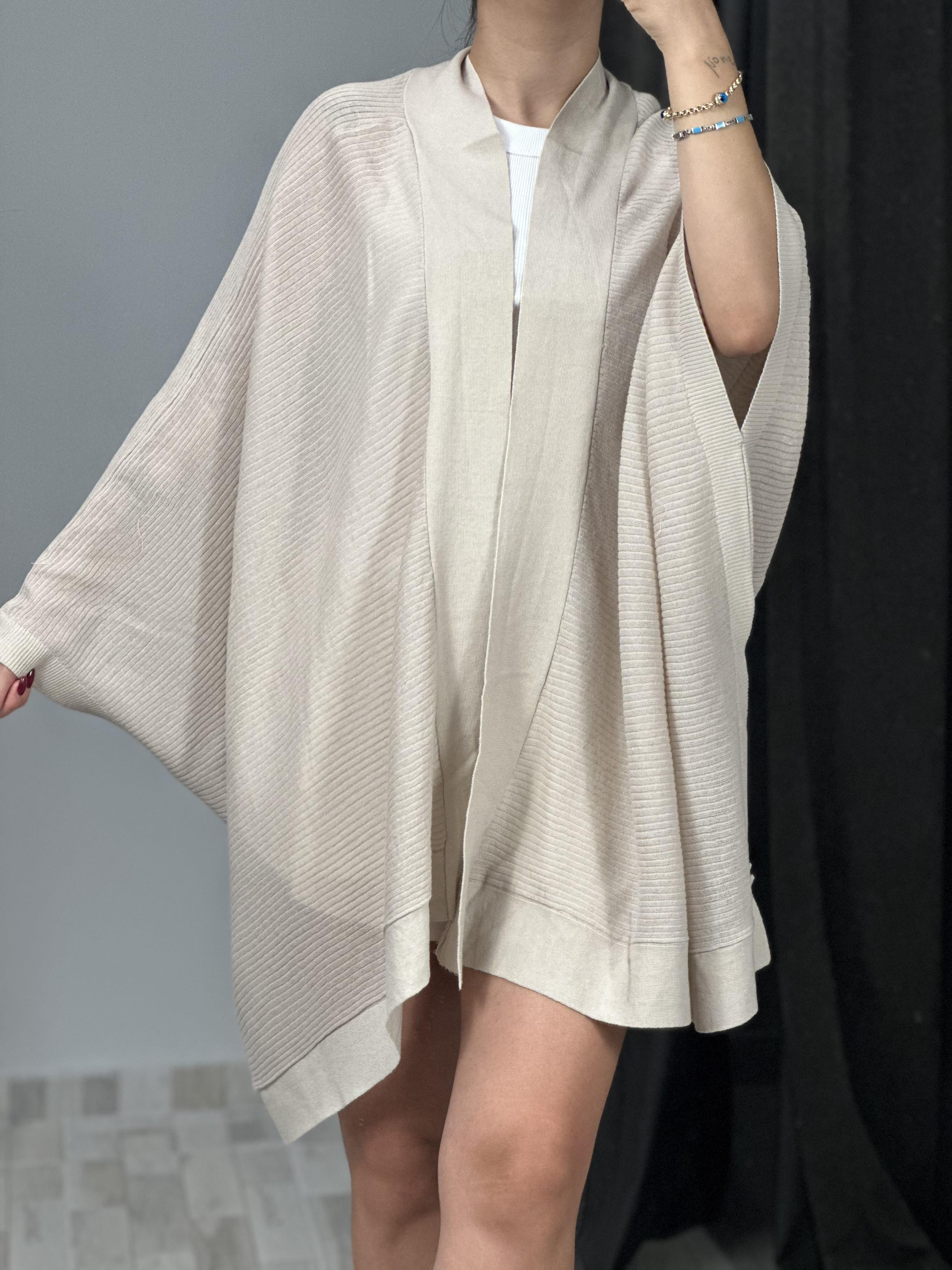 60232 KIMONO KOL INCE DOKULU ASIMETRIK TRIKO HIRKA