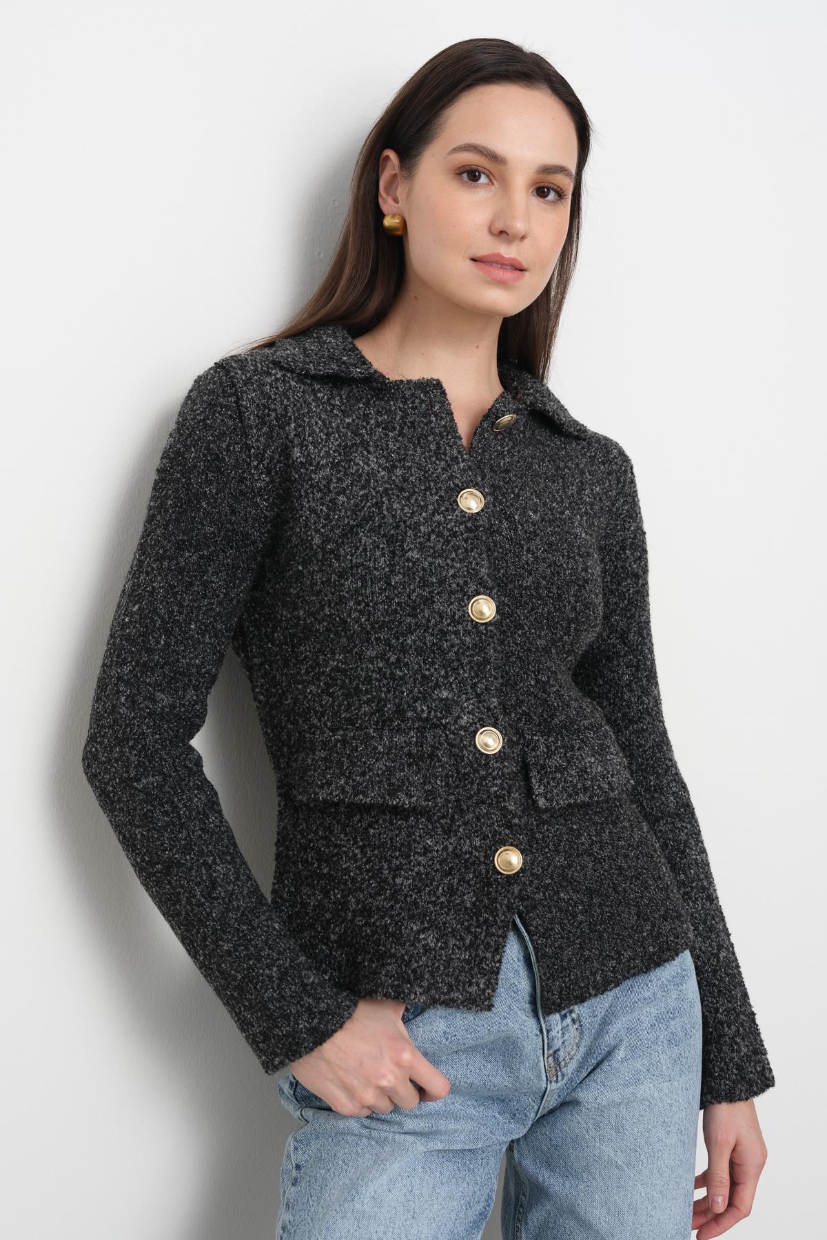 60265 POLO YAKA DUGMELI CEP DETAYLI TRIKO HIRKA