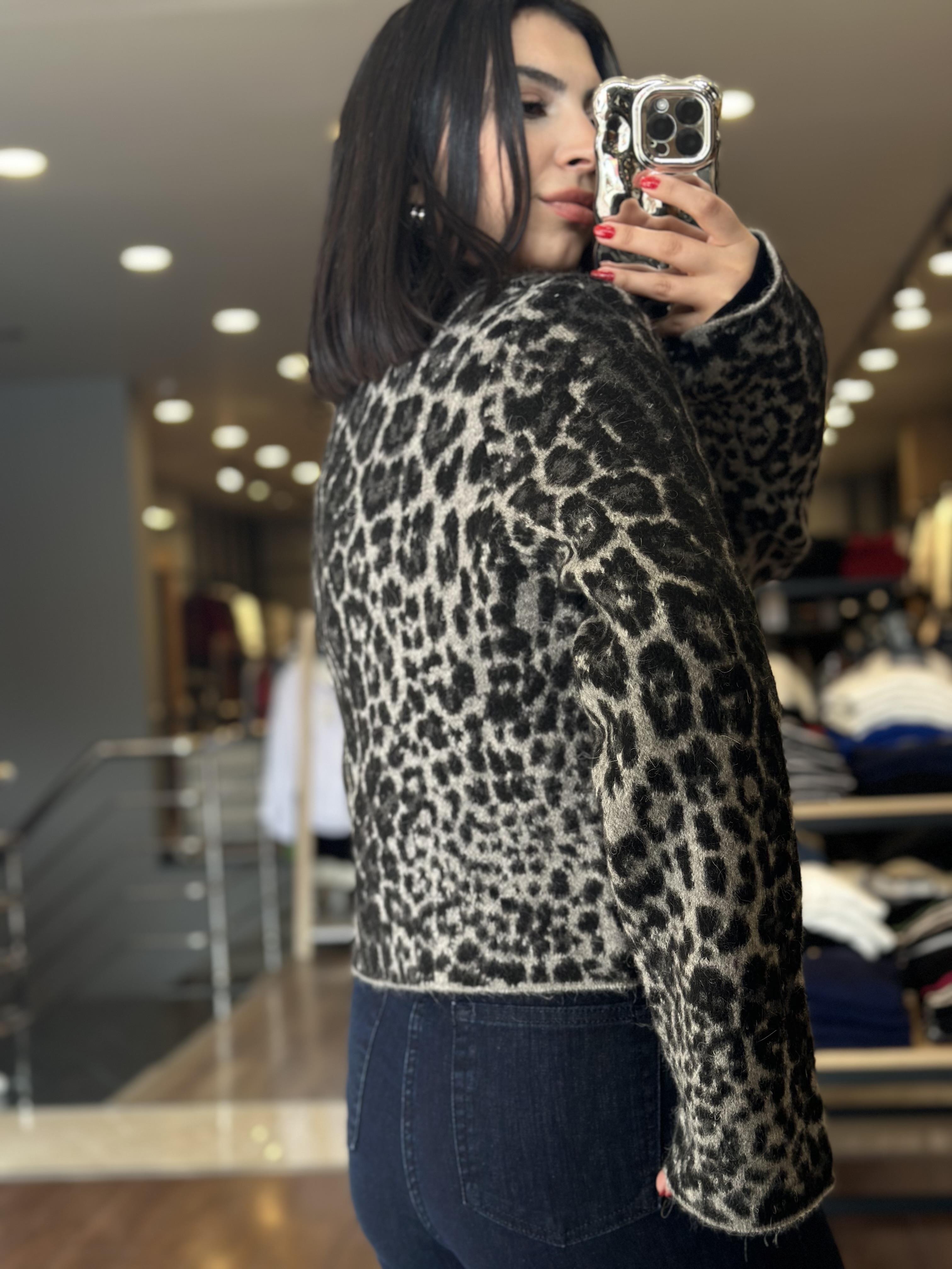 60296 POLO YAKA DUGMELI CEPLI LEOPAR TRIKO HIRKA
