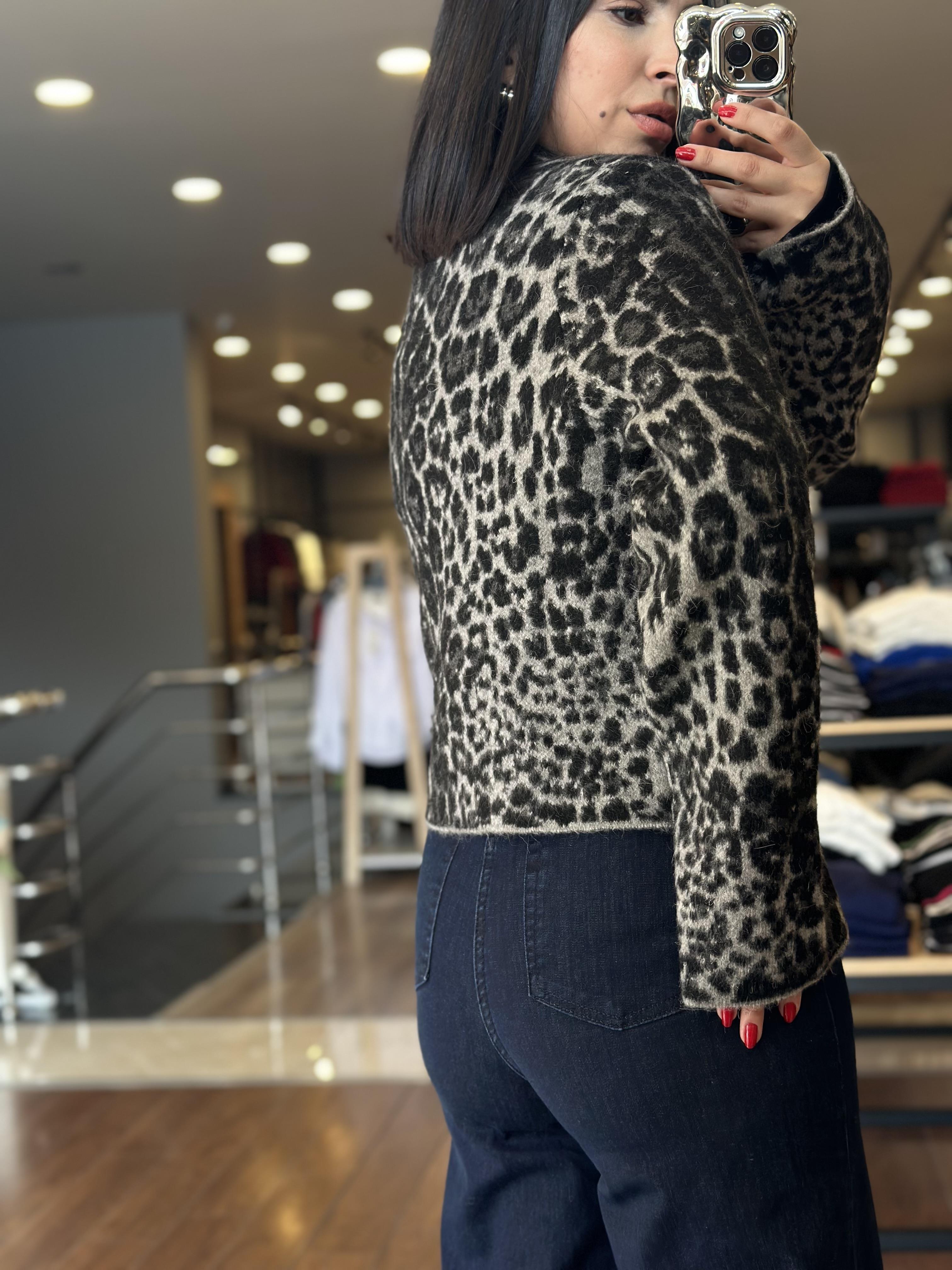 60296 POLO YAKA DUGMELI CEPLI LEOPAR TRIKO HIRKA