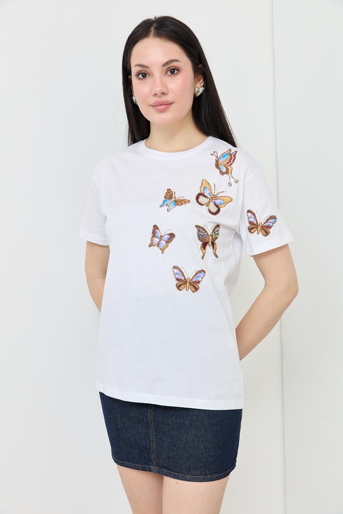7112 KELEBEK ISLEMELI TSHIRT