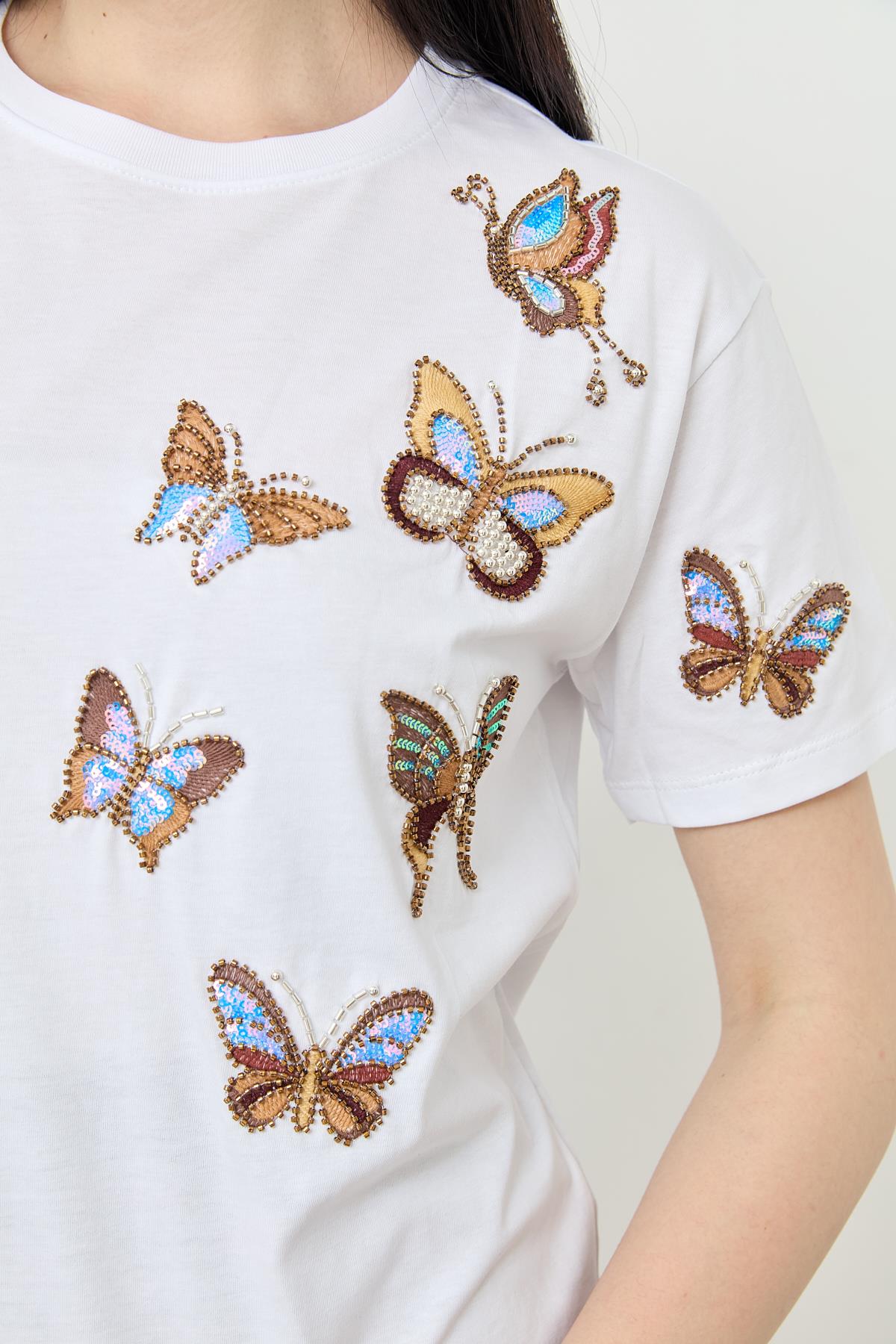 7112 KELEBEK ISLEMELI TSHIRT