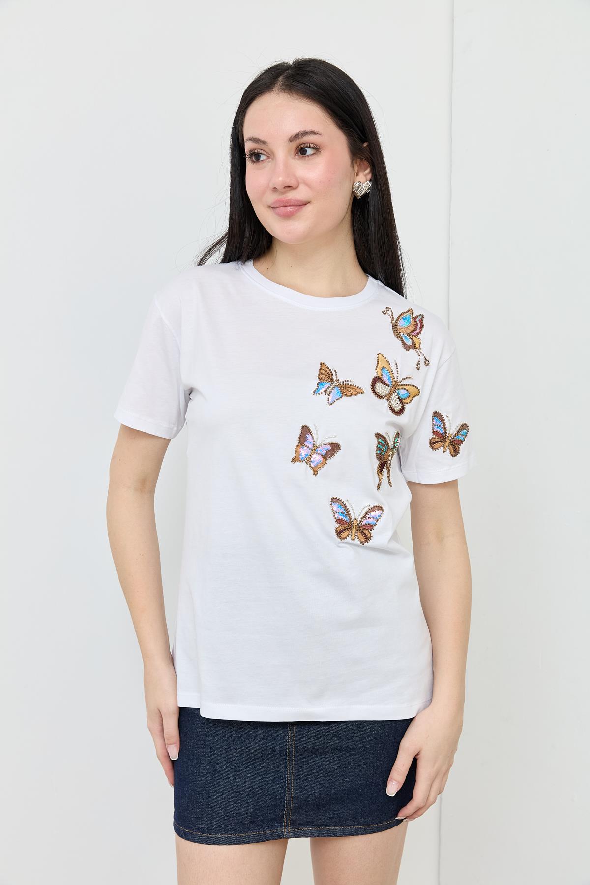 7112 KELEBEK ISLEMELI TSHIRT
