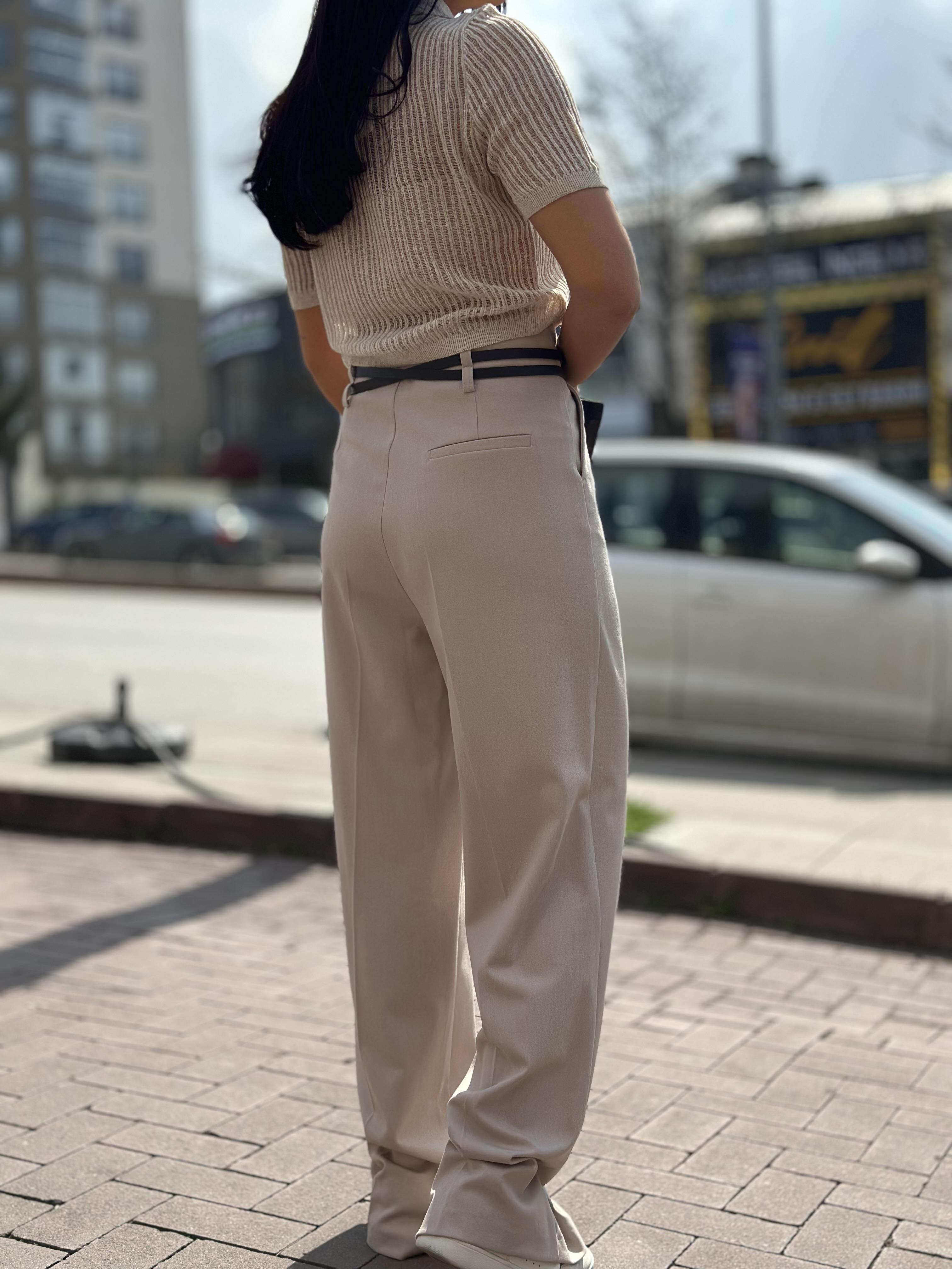 71260 KEMERLI YUKSEK BEL PANTOLON