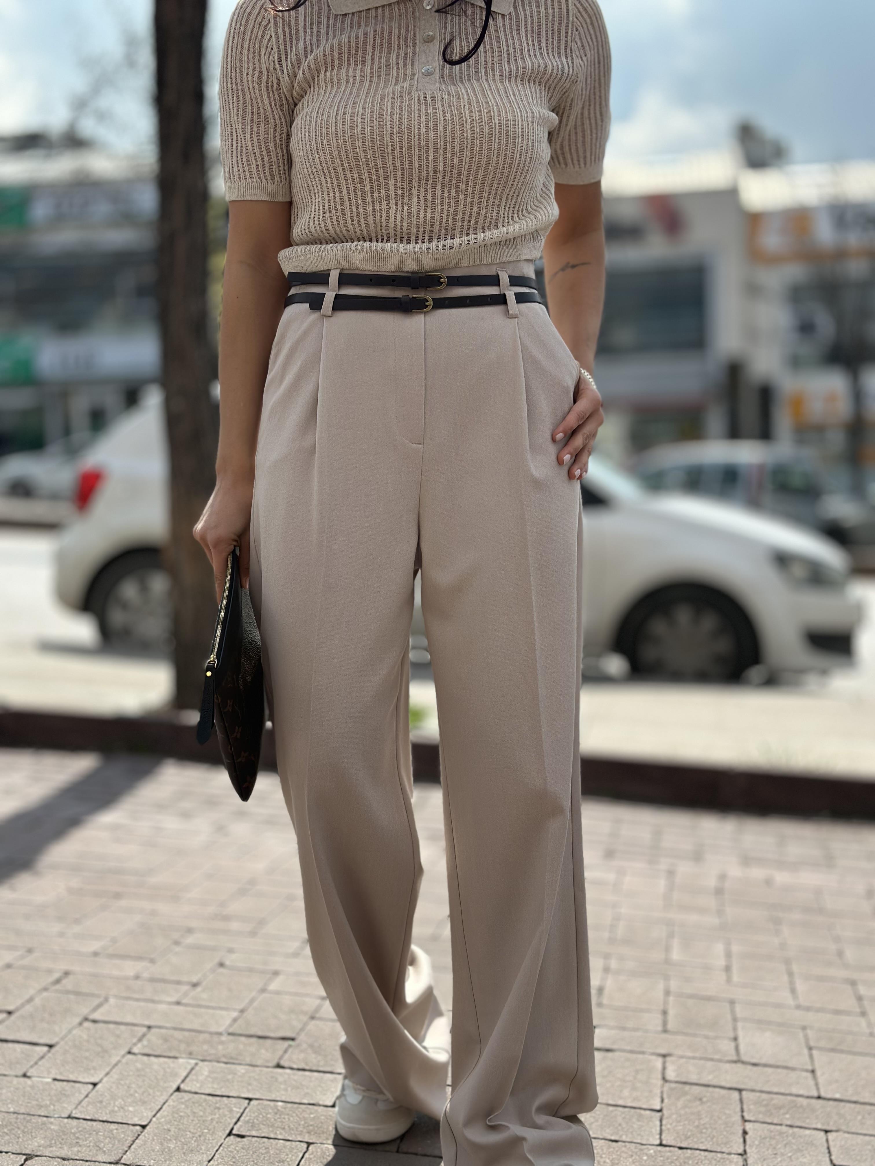 71260 KEMERLI YUKSEK BEL PANTOLON