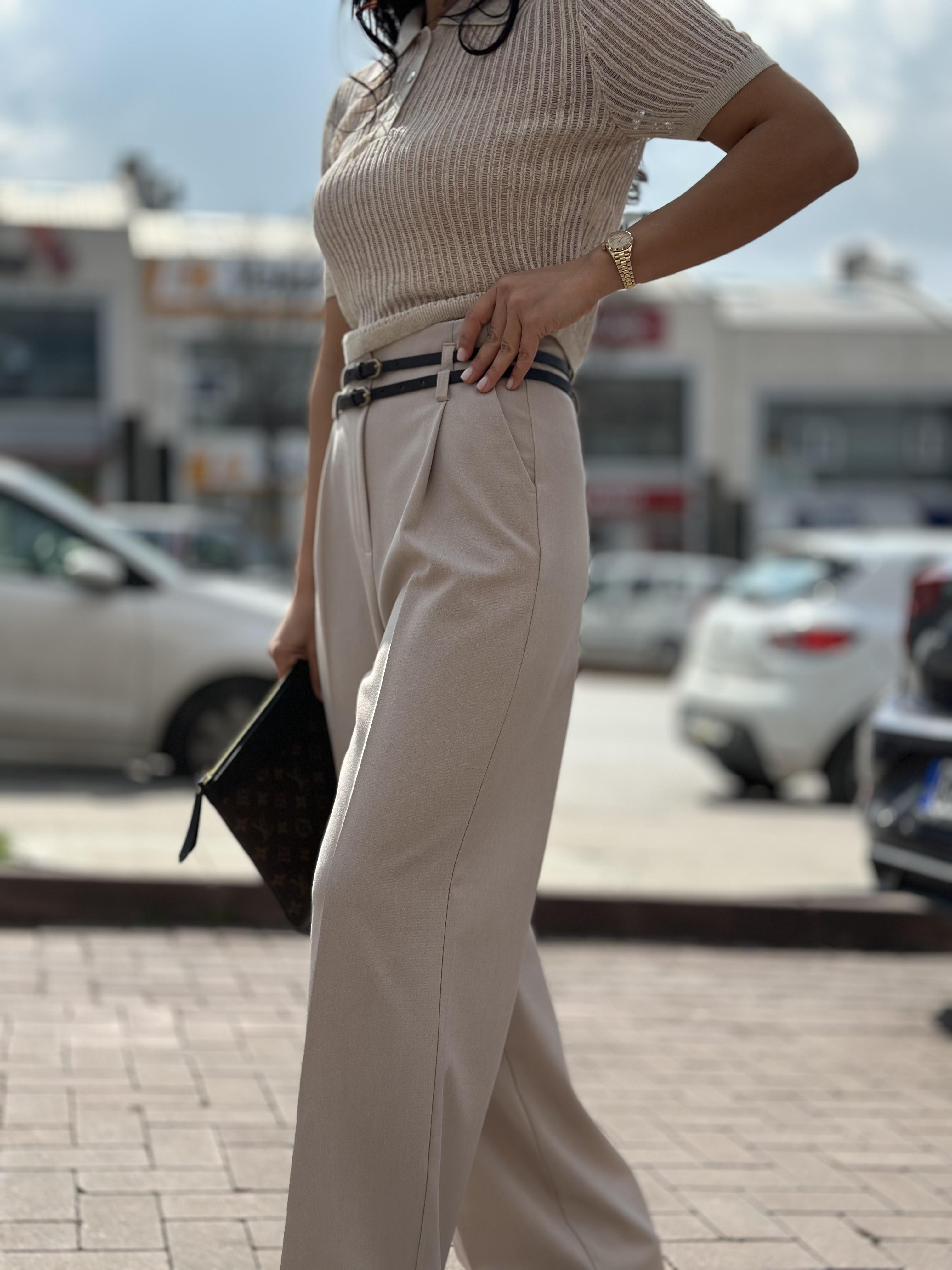 71260 KEMERLI YUKSEK BEL PANTOLON