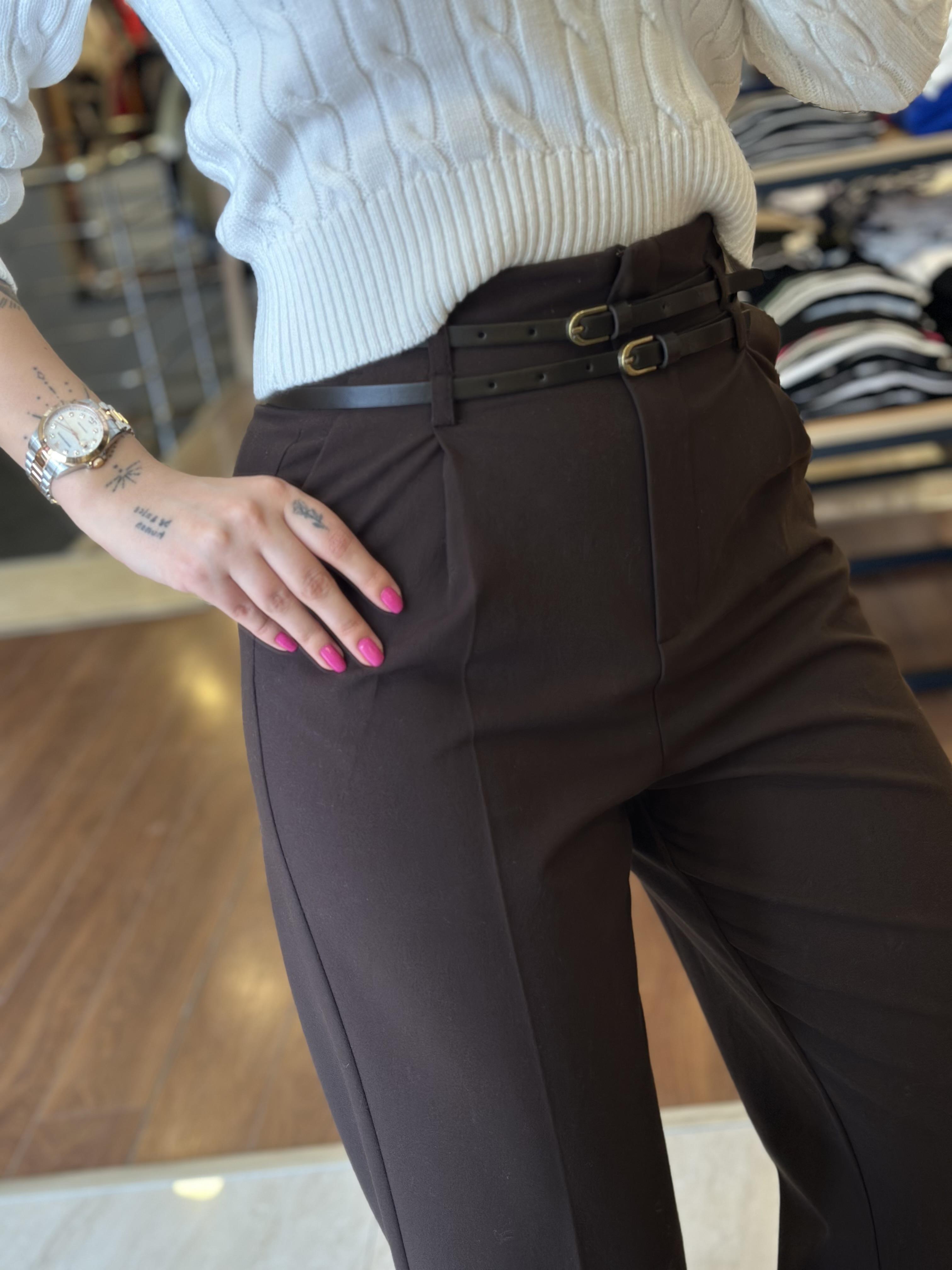71526 KEMERLI YUKSEK BEL PANTOLON