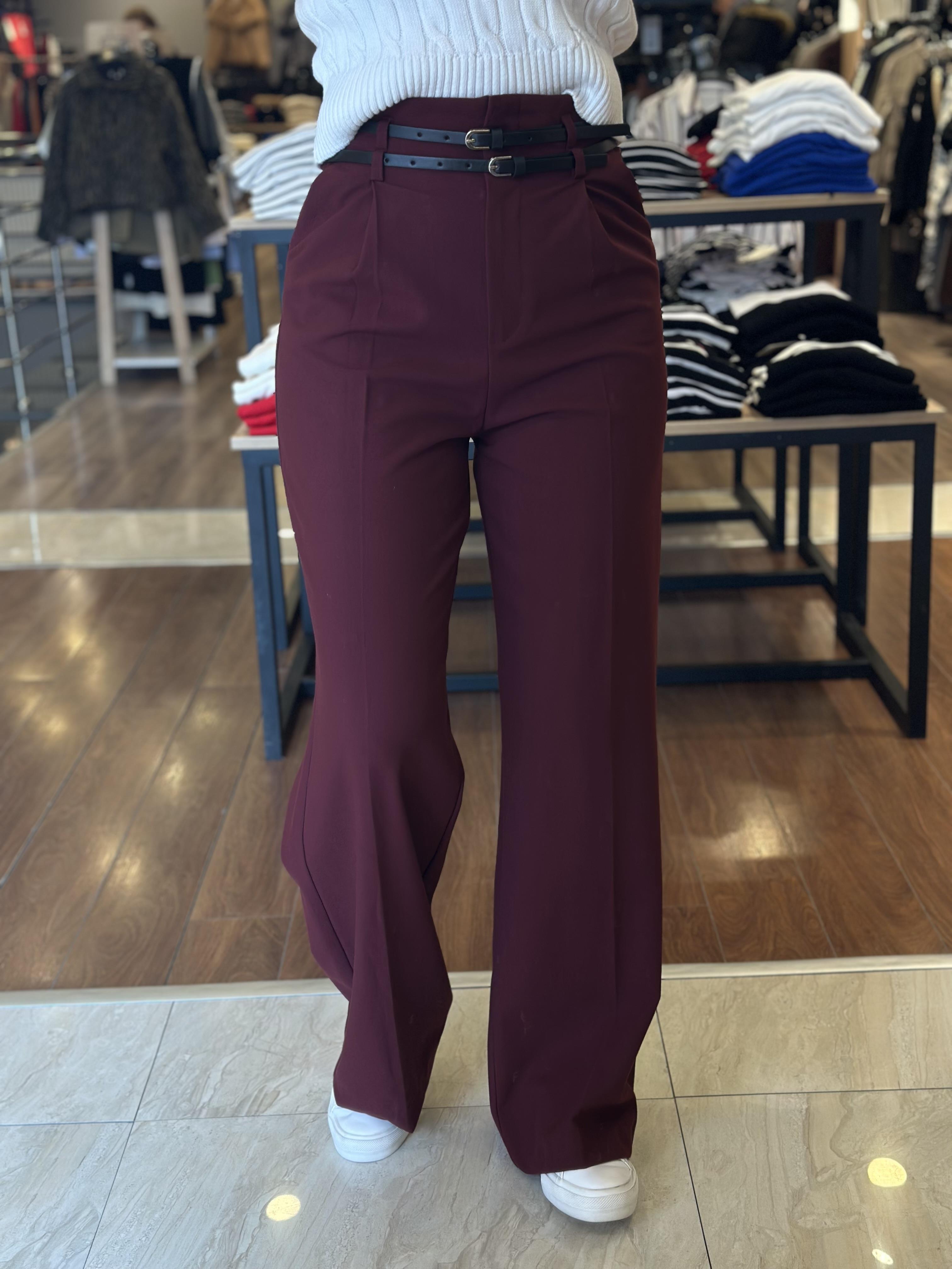 71526 KEMERLI YUKSEK BEL PANTOLON
