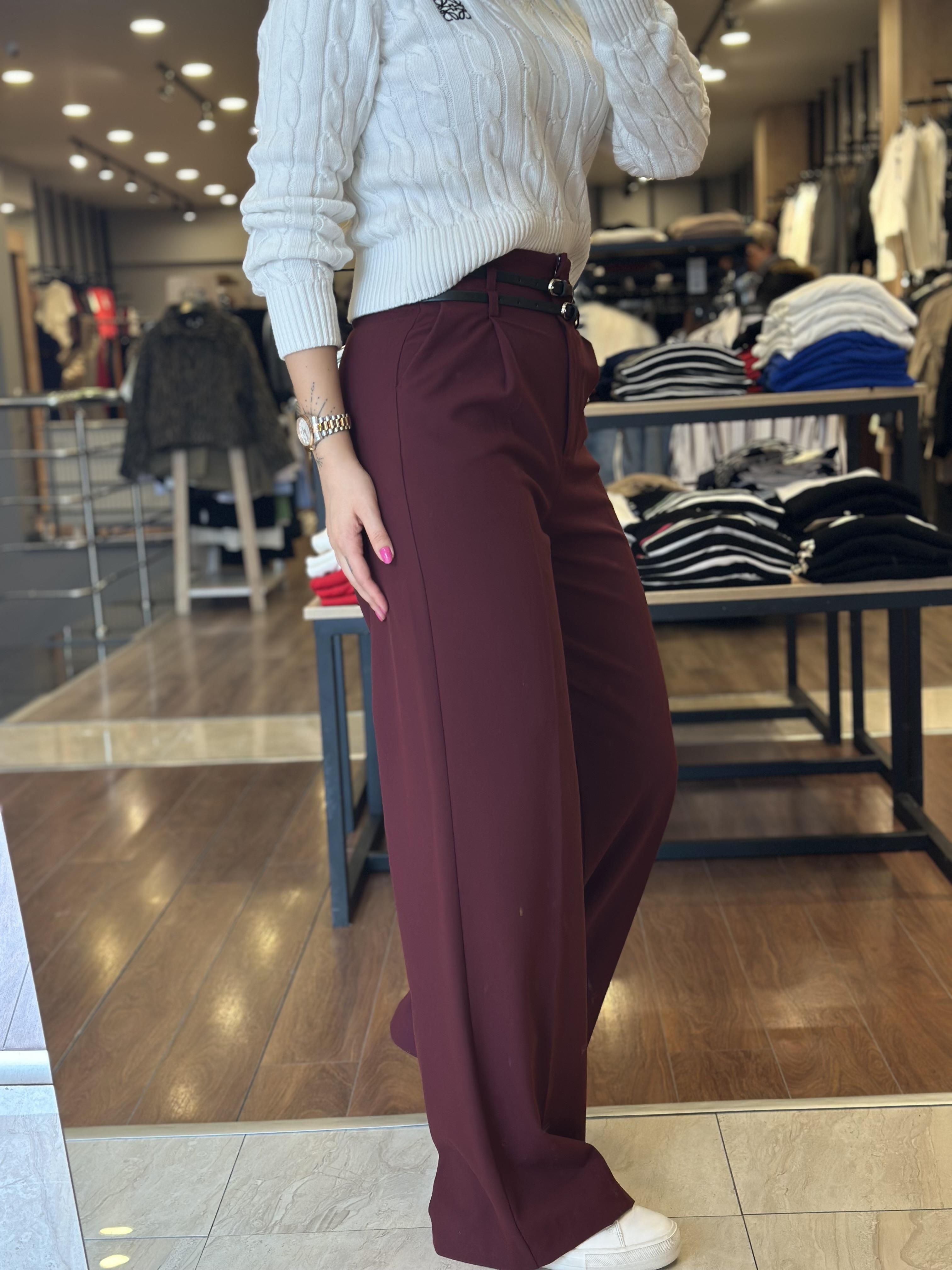71526 KEMERLI YUKSEK BEL PANTOLON