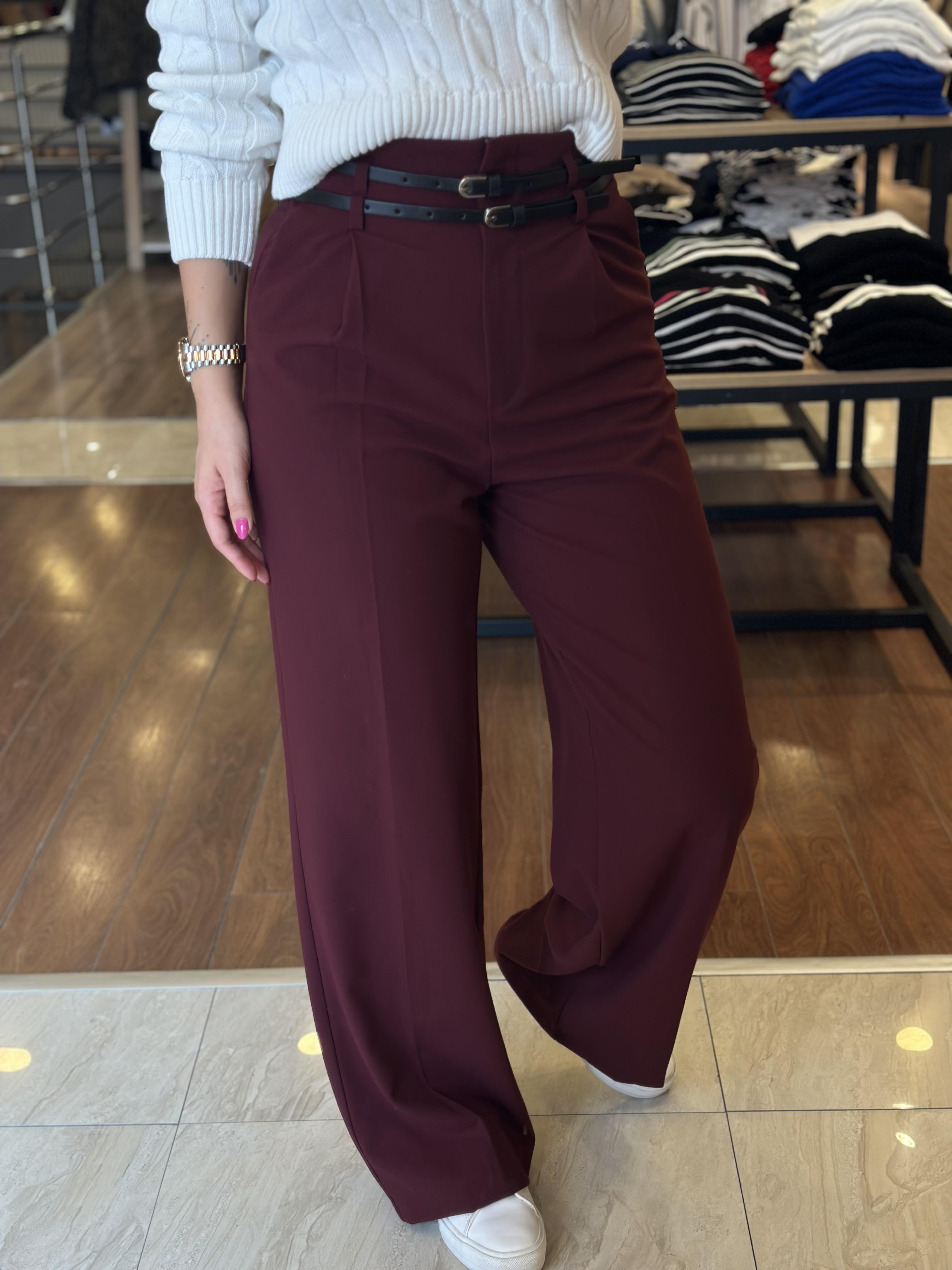 71526 KEMERLI YUKSEK BEL PANTOLON